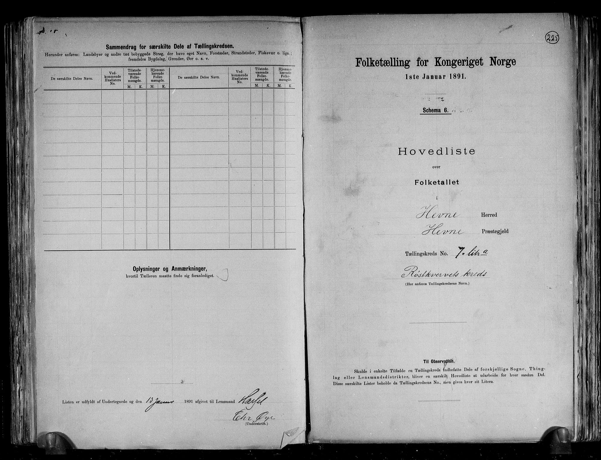 RA, 1891 census for 1612 Hemne, 1891, p. 25