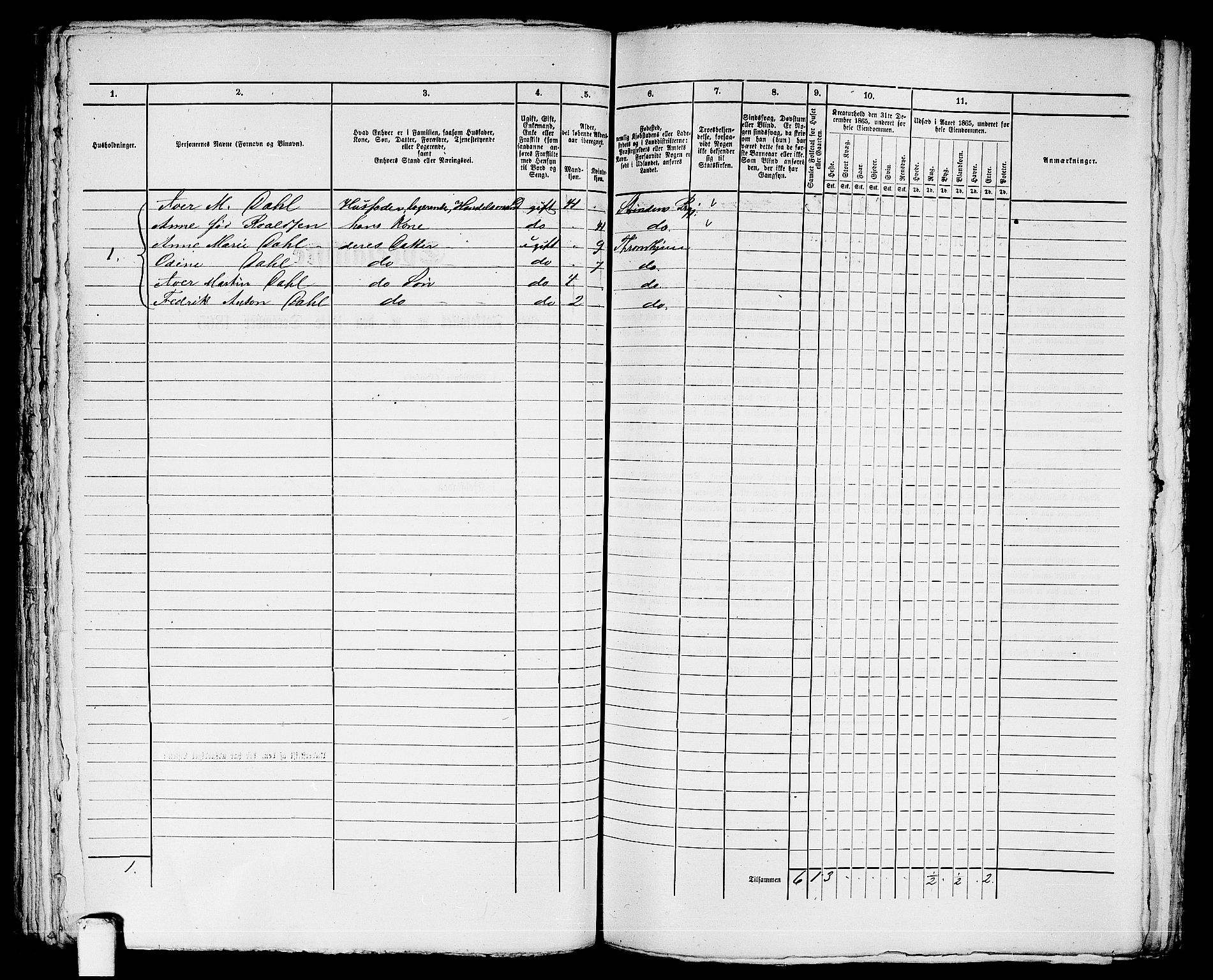 RA, 1865 census for Trondheim, 1865, p. 2242