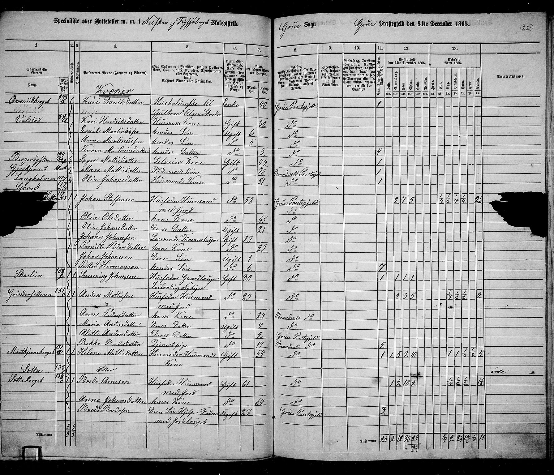 RA, 1865 census for Grue, 1865, p. 194