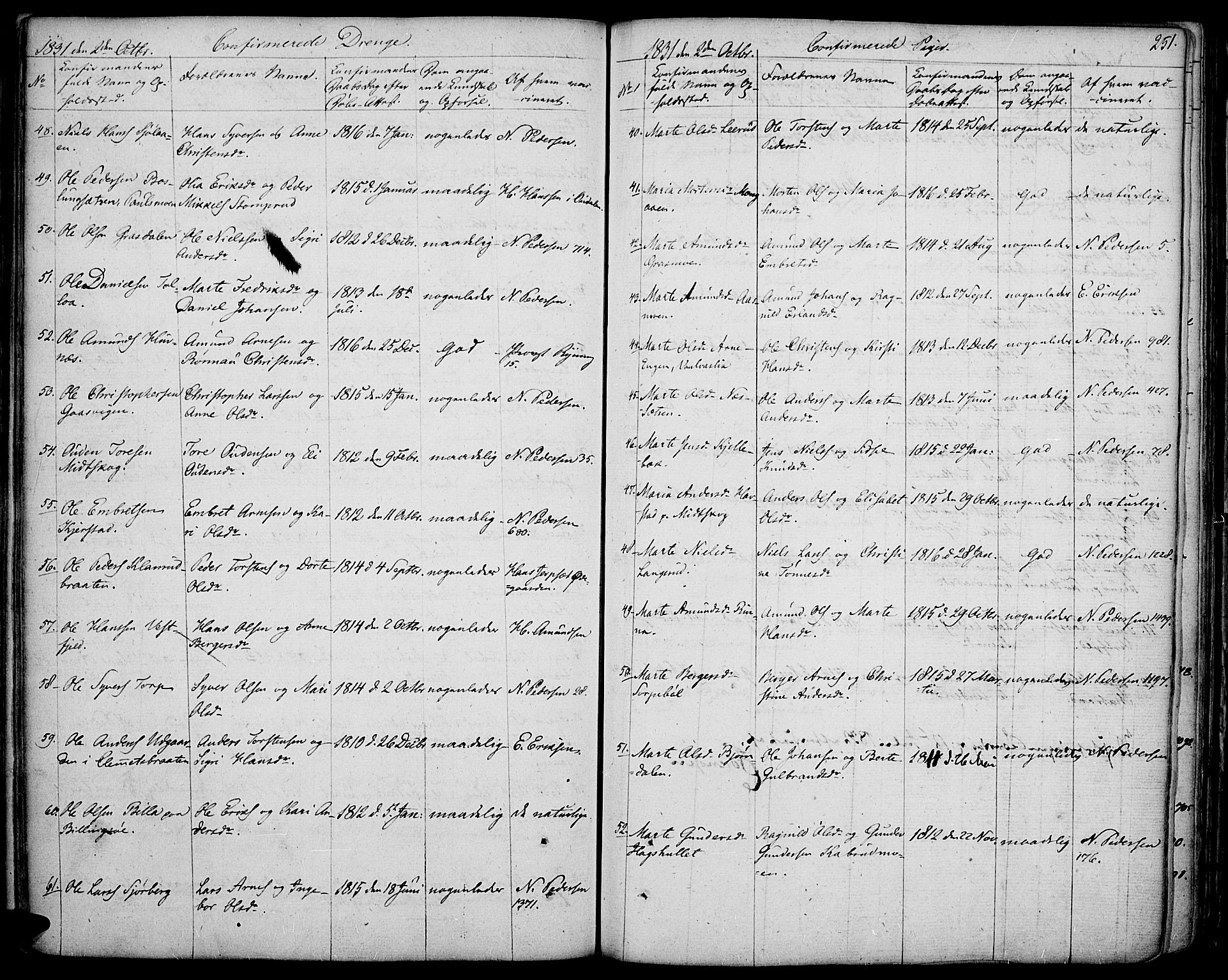 Vinger prestekontor, AV/SAH-PREST-024/H/Ha/Haa/L0007: Parish register (official) no. 7, 1826-1839, p. 251