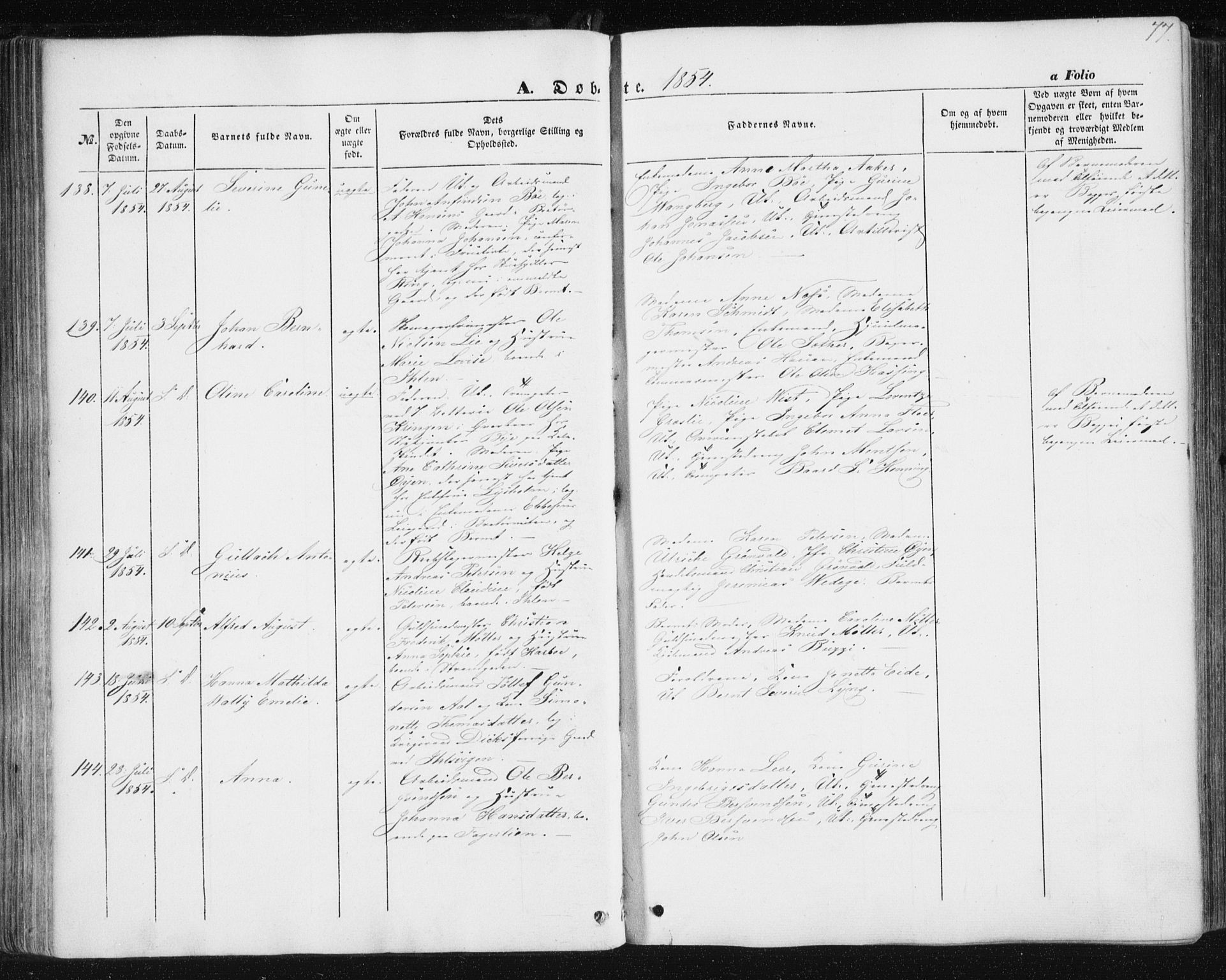 Ministerialprotokoller, klokkerbøker og fødselsregistre - Sør-Trøndelag, AV/SAT-A-1456/602/L0112: Parish register (official) no. 602A10, 1848-1859, p. 77