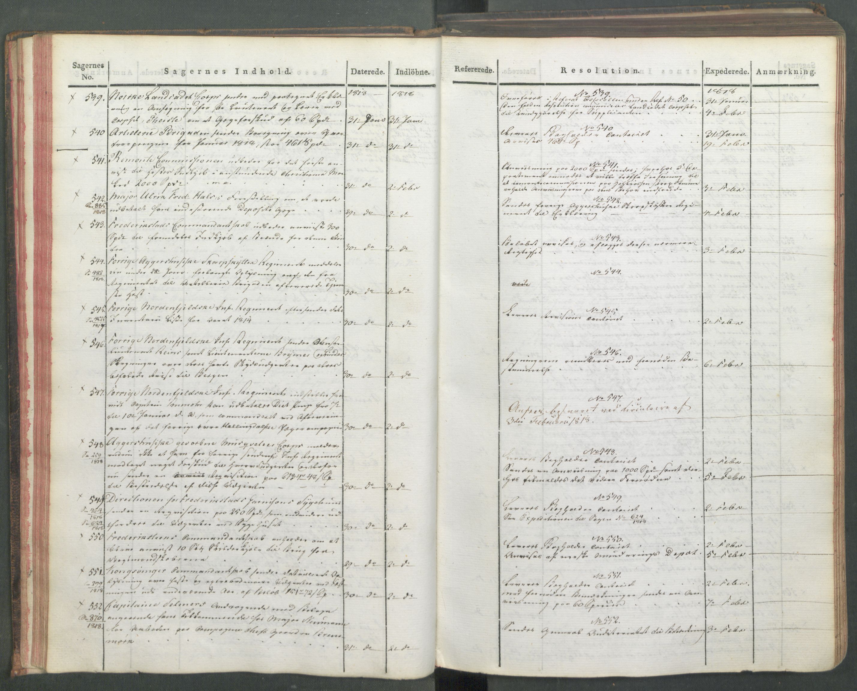 Armédepartementet, RA/RAFA-3493/C/Ca/L0015: 6. Departements Journal, 1818