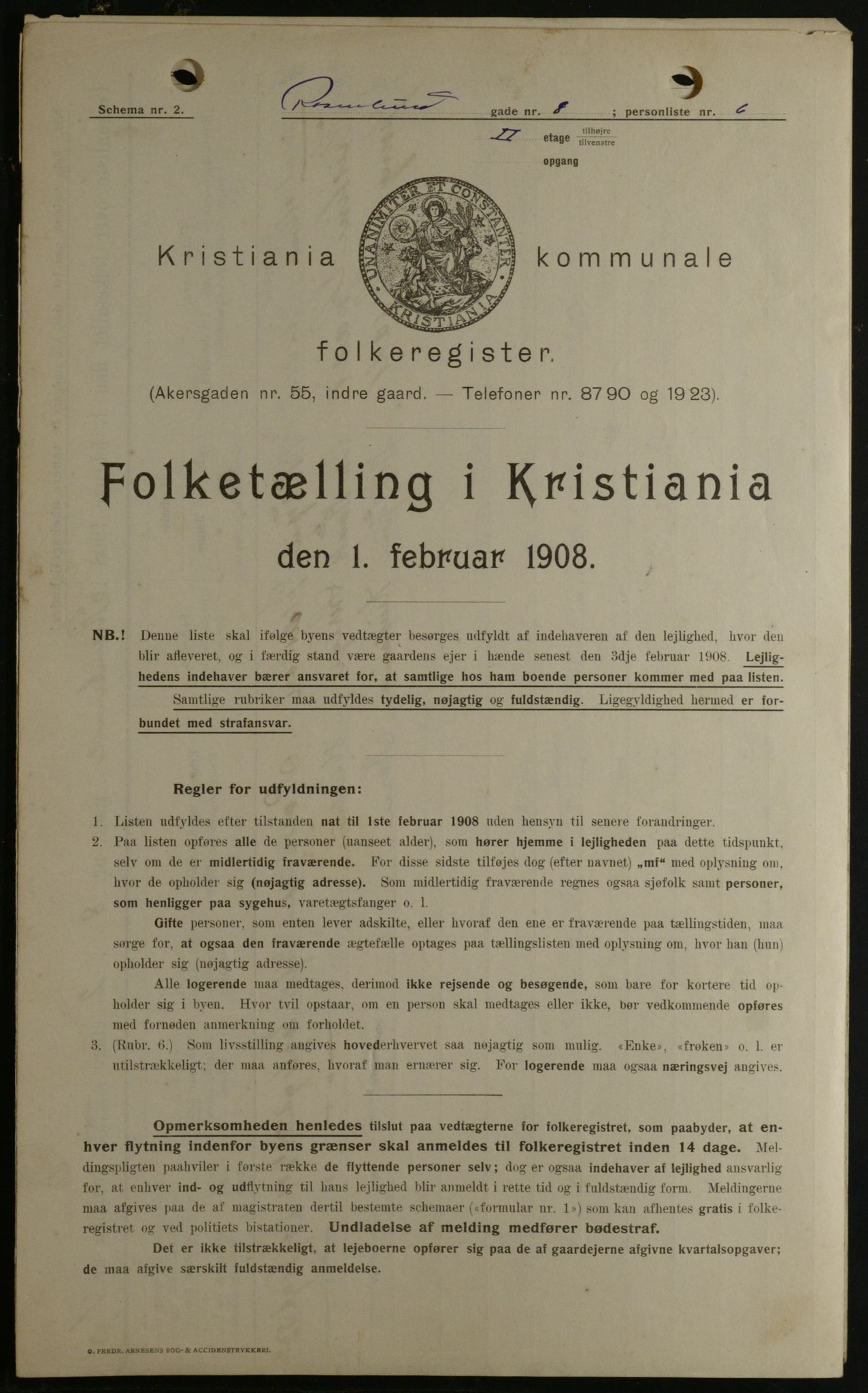 OBA, Municipal Census 1908 for Kristiania, 1908, p. 75654