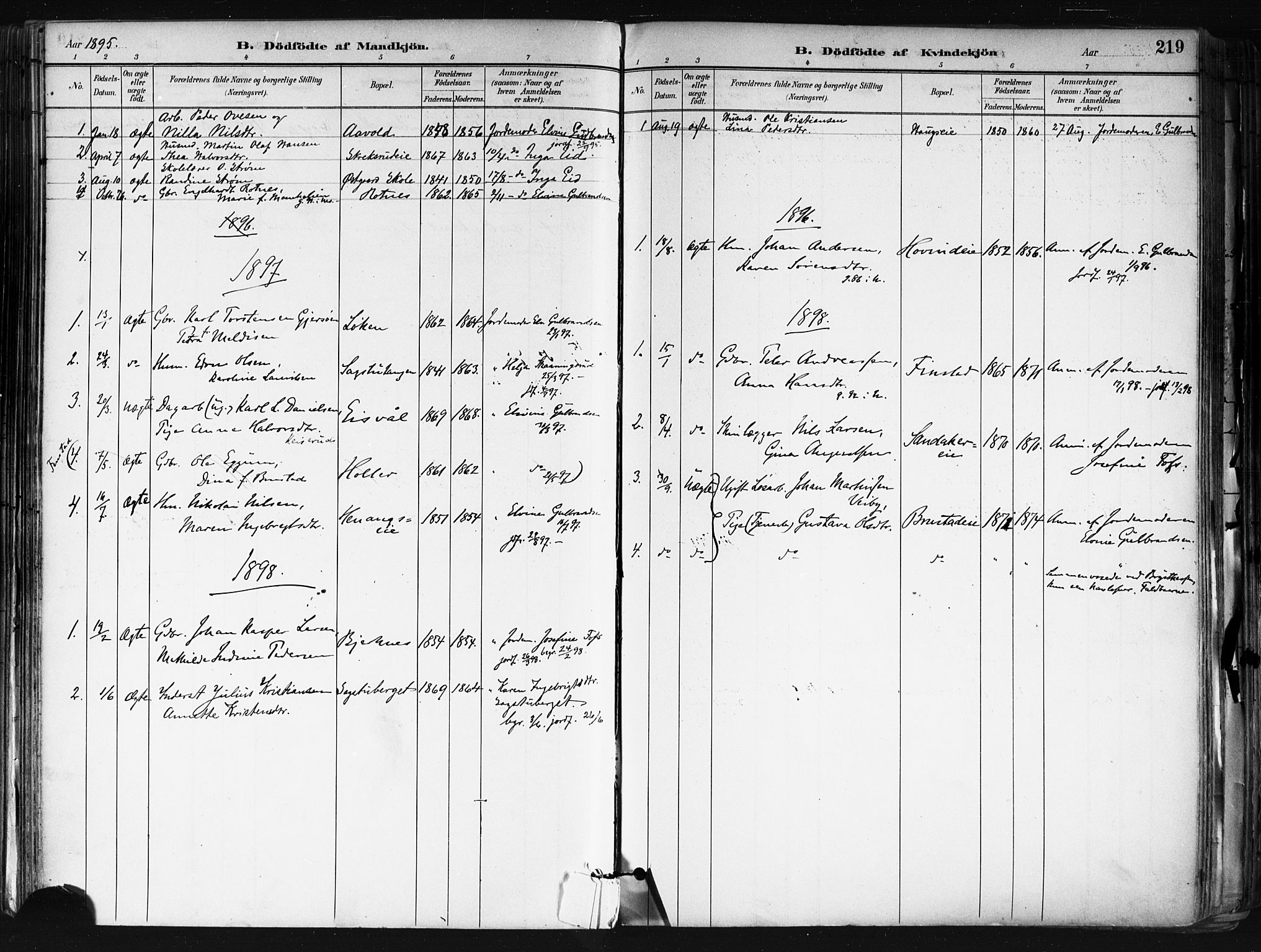 Nes prestekontor Kirkebøker, SAO/A-10410/F/Fa/L0010: Parish register (official) no. I 10, 1883-1898, p. 219