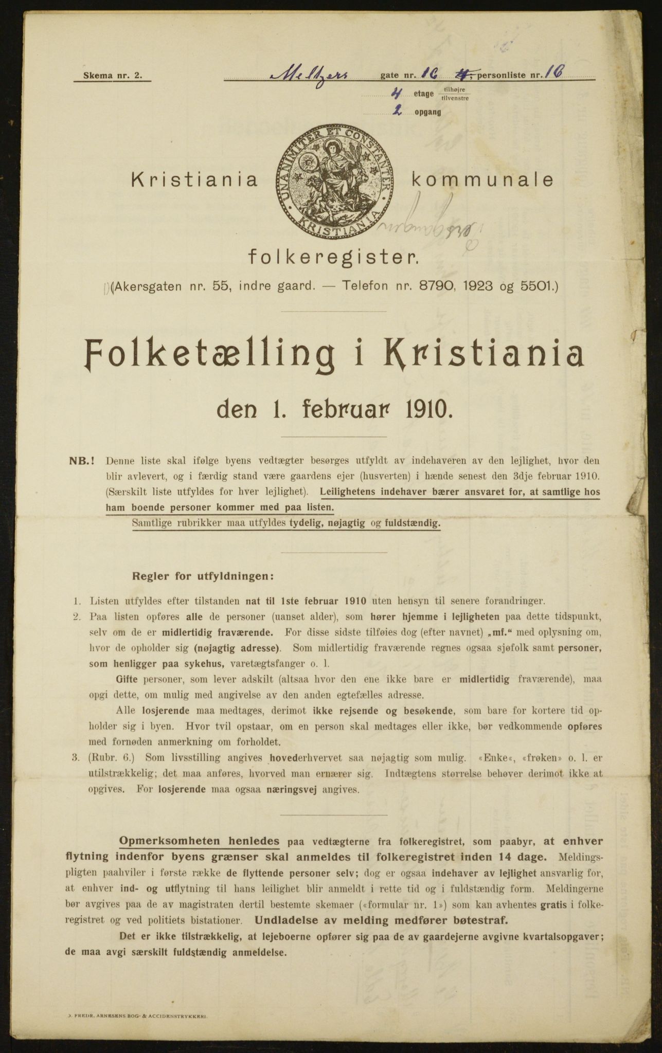 OBA, Municipal Census 1910 for Kristiania, 1910, p. 63209