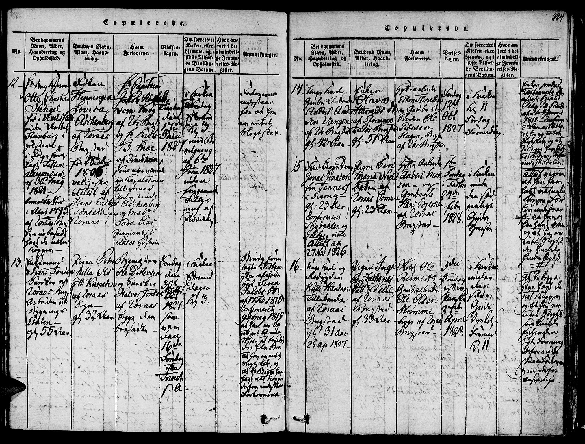 Ministerialprotokoller, klokkerbøker og fødselsregistre - Sør-Trøndelag, SAT/A-1456/681/L0929: Parish register (official) no. 681A07, 1817-1828, p. 224