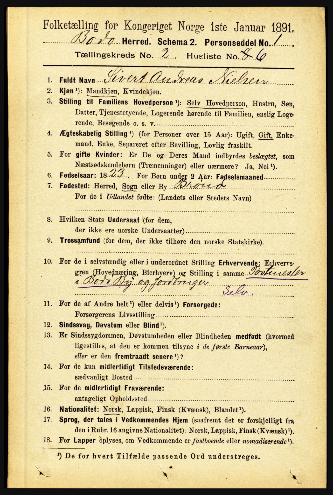 RA, 1891 census for 1843 Bodø, 1891, p. 725