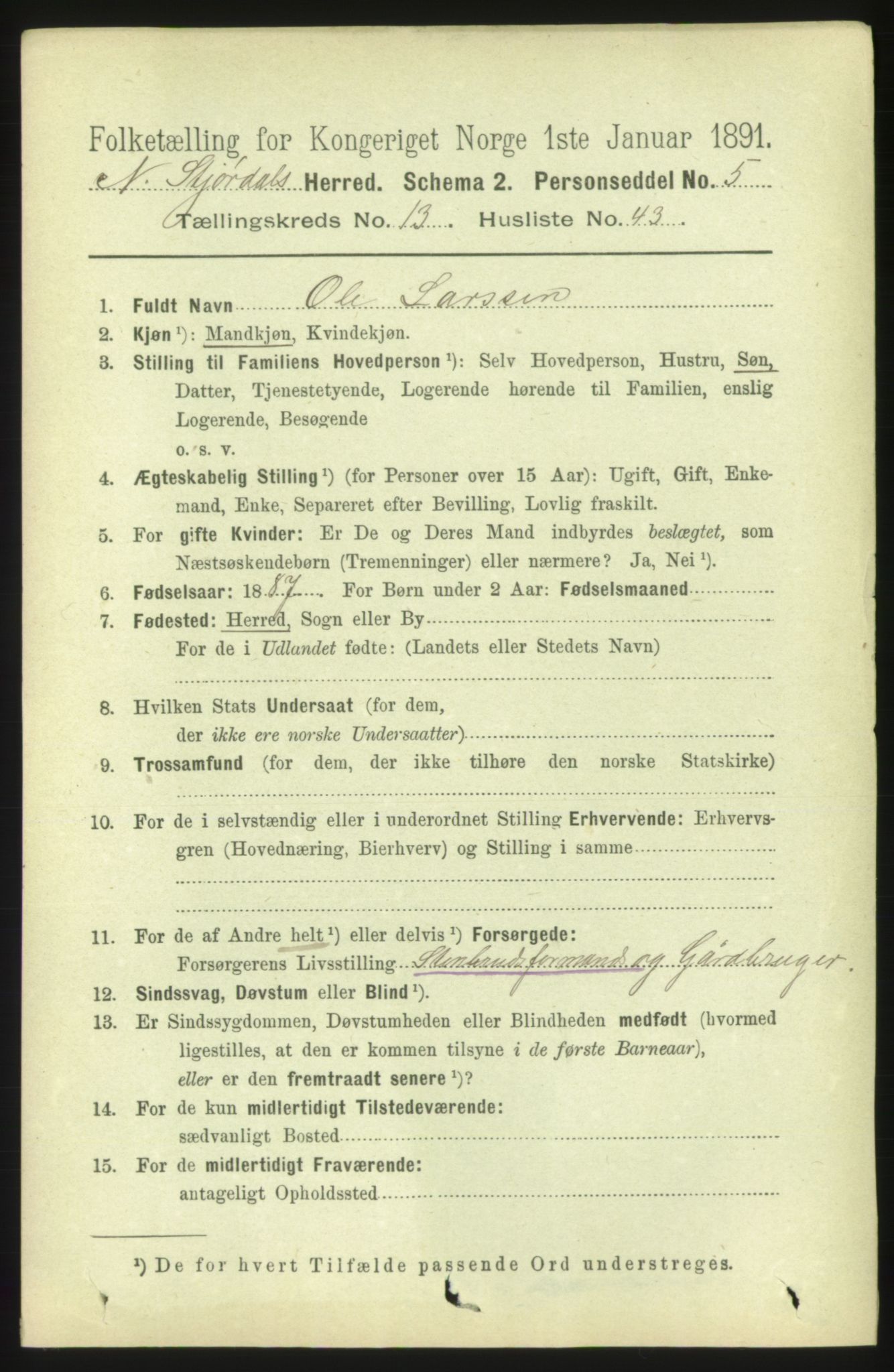 RA, 1891 census for 1714 Nedre Stjørdal, 1891, p. 6456