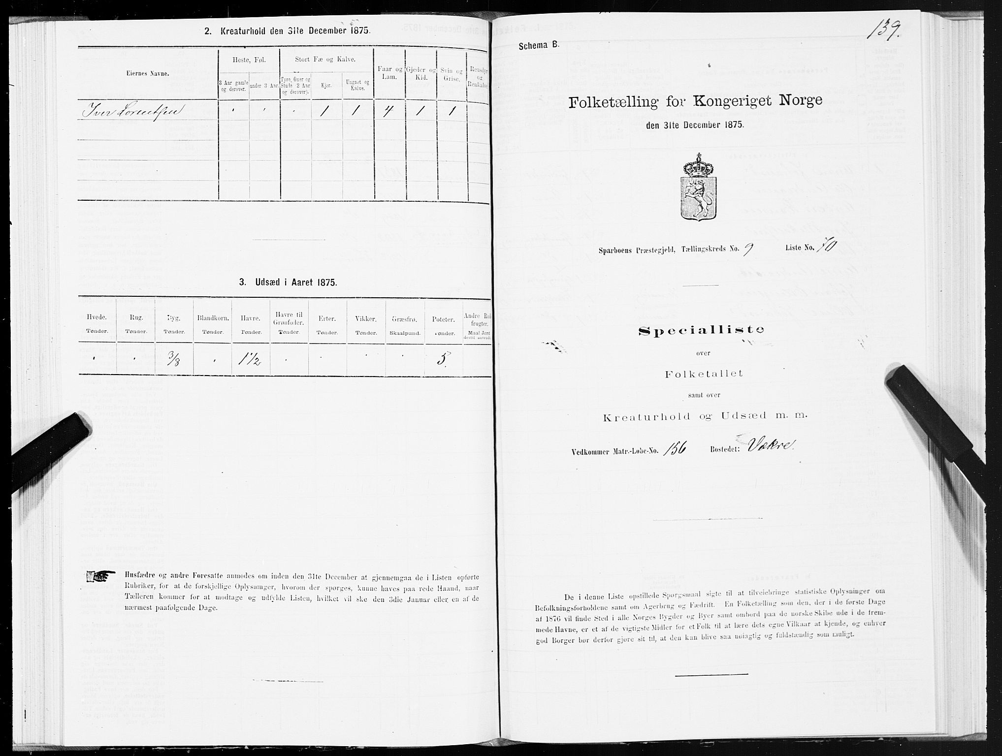 SAT, 1875 census for 1731P Sparbu, 1875, p. 4139
