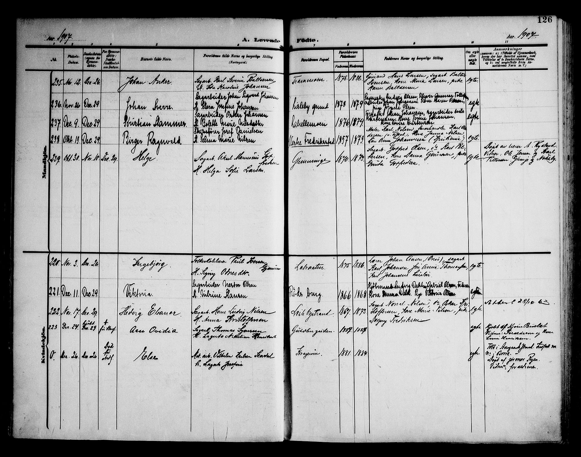 Glemmen prestekontor Kirkebøker, AV/SAO-A-10908/F/Fa/L0014: Parish register (official) no. 14, 1902-1922, p. 126