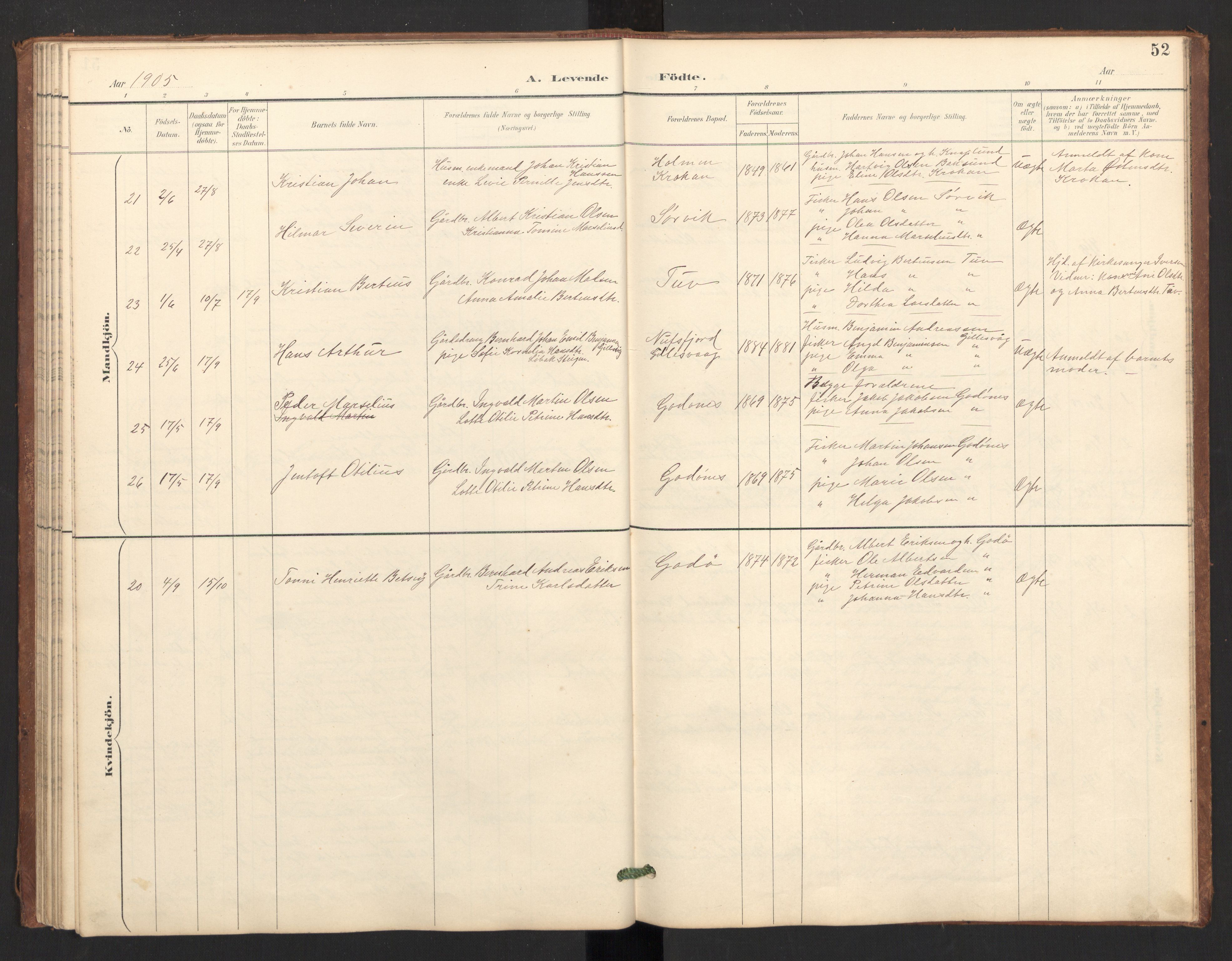 Ministerialprotokoller, klokkerbøker og fødselsregistre - Nordland, SAT/A-1459/804/L0087: Parish register (official) no. 804A08, 1894-1907, p. 52