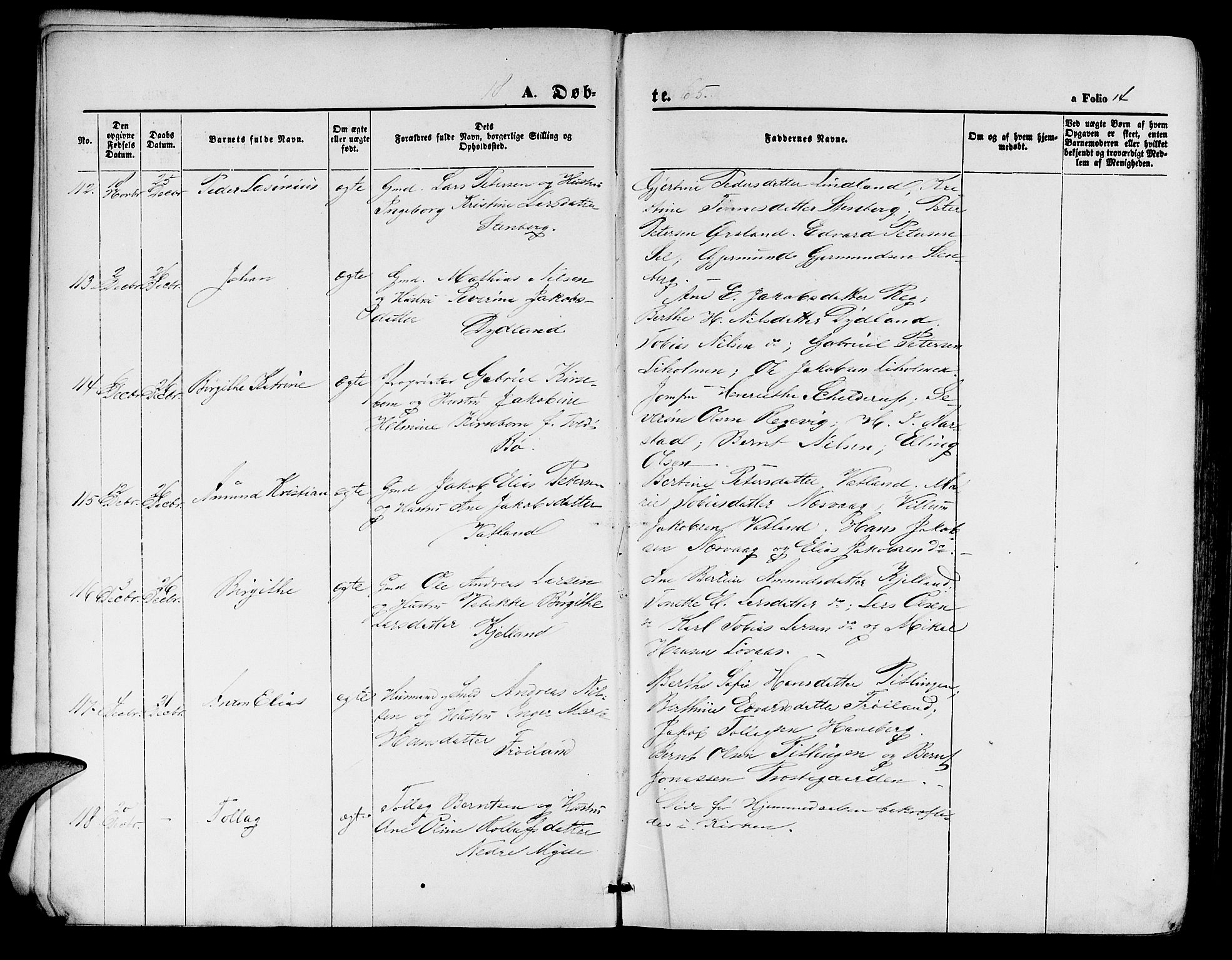 Sokndal sokneprestkontor, SAST/A-101808: Parish register (copy) no. B 3, 1865-1879, p. 14