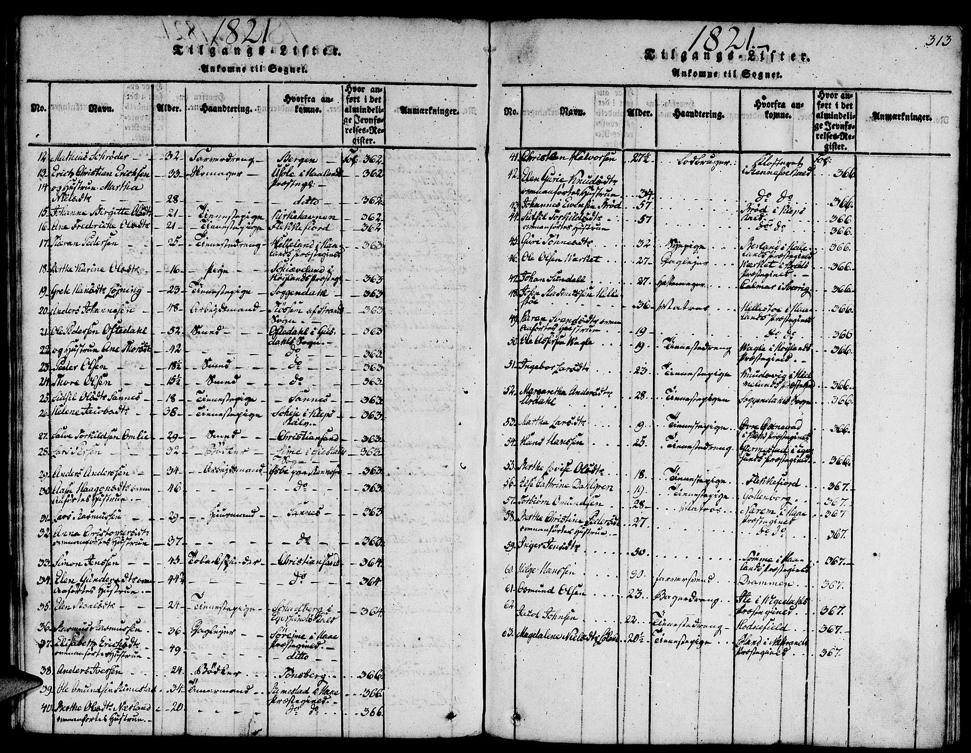 Domkirken sokneprestkontor, SAST/A-101812/001/30/30BA/L0008: Parish register (official) no. A 8, 1816-1821, p. 313