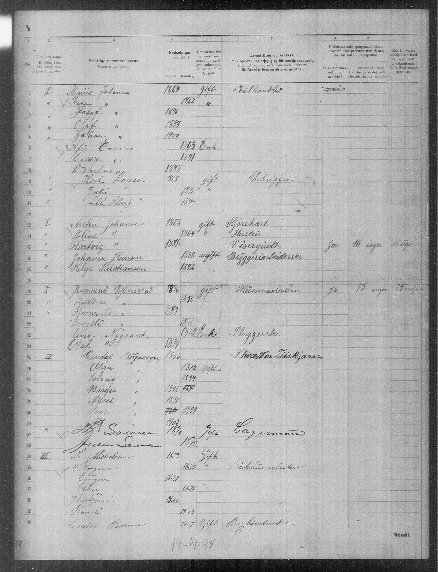 OBA, Municipal Census 1903 for Kristiania, 1903, p. 18167