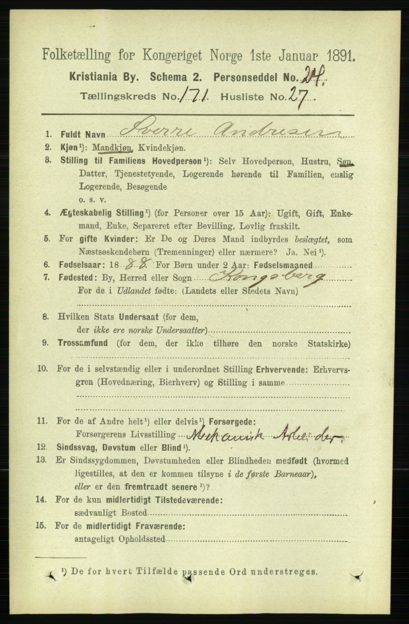 RA, 1891 census for 0301 Kristiania, 1891, p. 101261