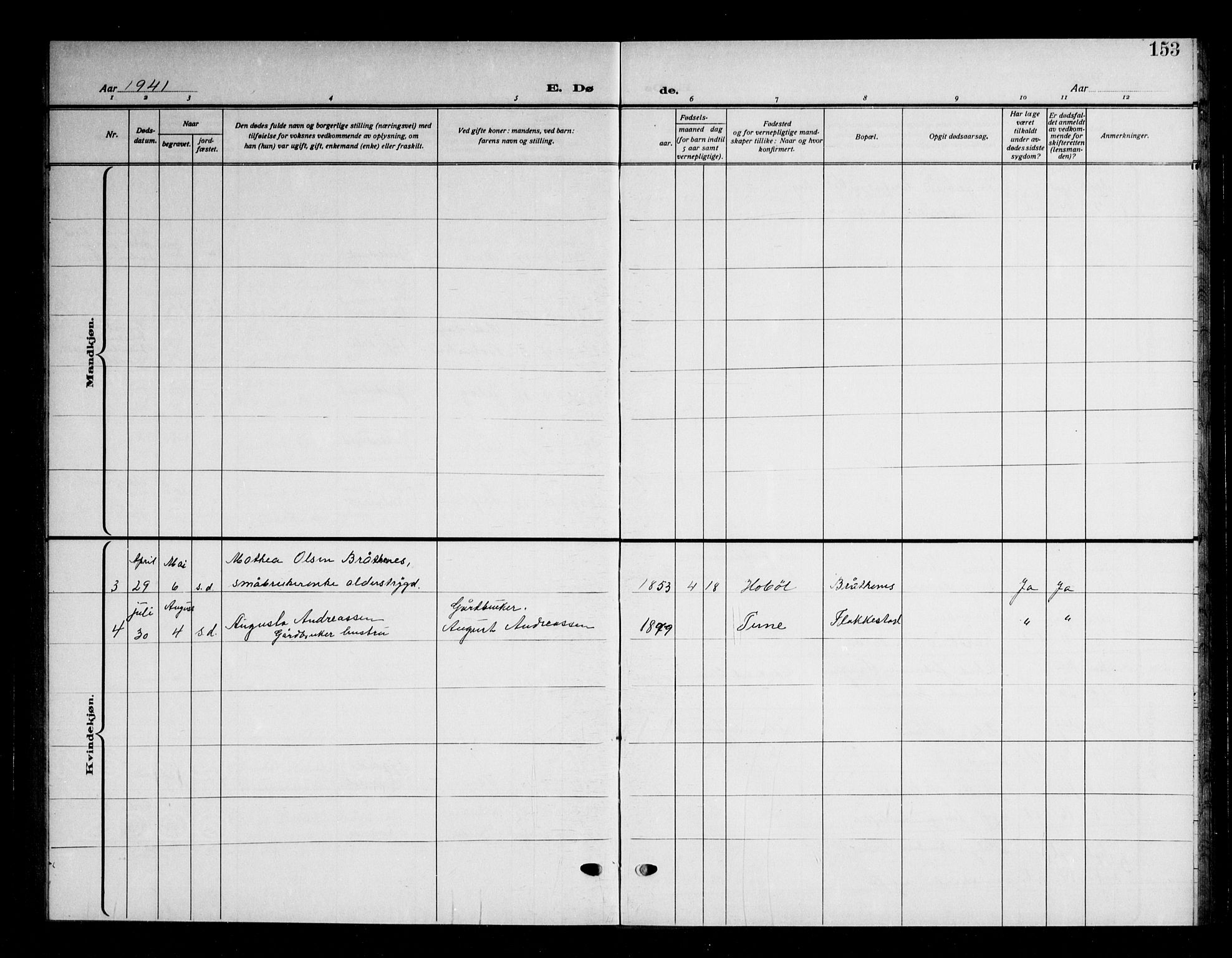 Våler prestekontor Kirkebøker, AV/SAO-A-11083/G/Ga/L0006: Parish register (copy) no. I 6, 1931-1950, p. 153