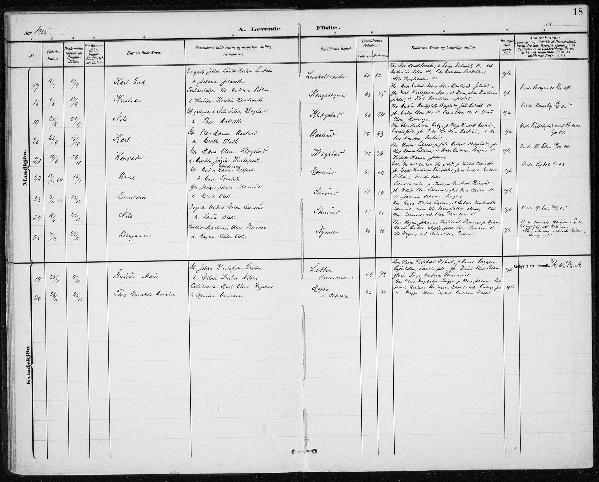 Modum kirkebøker, AV/SAKO-A-234/F/Fa/L0017: Parish register (official) no. 17, 1900-1915, p. 18