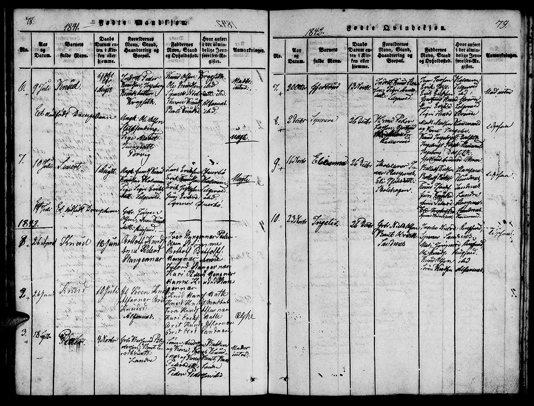 Ministerialprotokoller, klokkerbøker og fødselsregistre - Møre og Romsdal, AV/SAT-A-1454/548/L0612: Parish register (official) no. 548A01, 1818-1846, p. 78-79