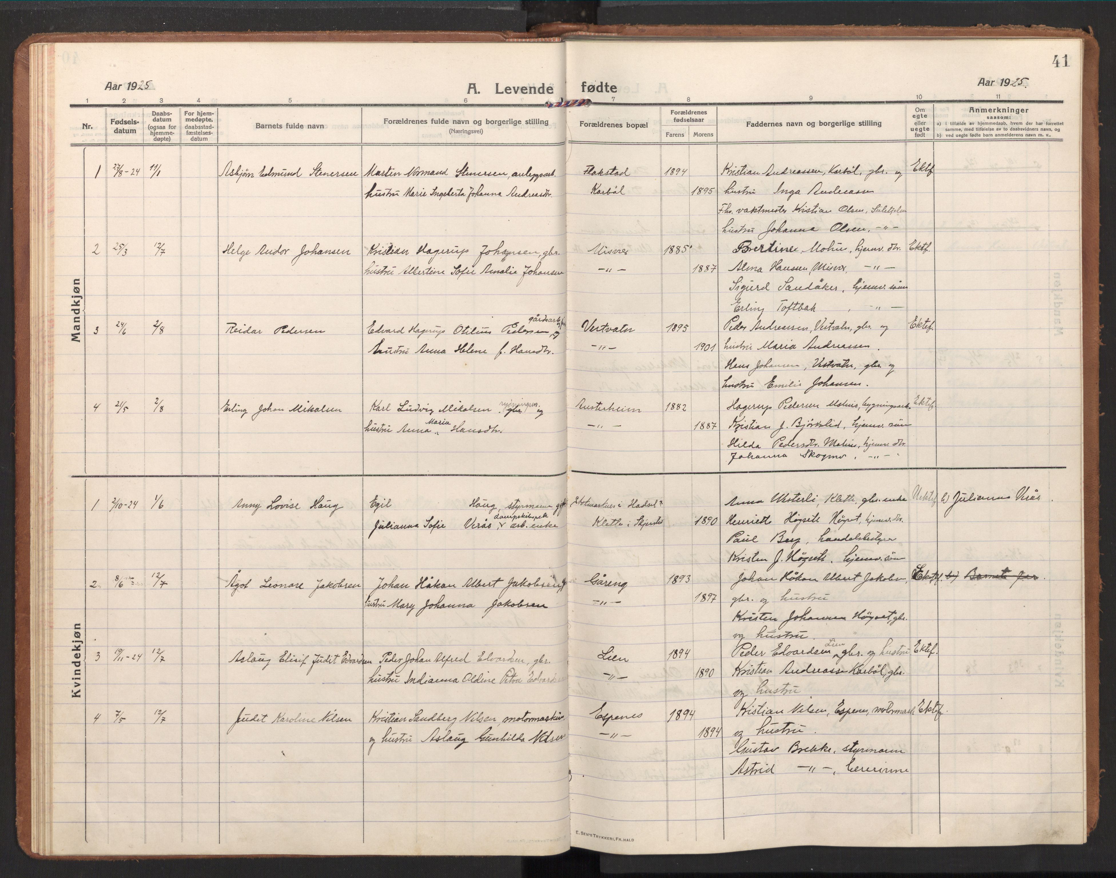 Ministerialprotokoller, klokkerbøker og fødselsregistre - Nordland, SAT/A-1459/848/L0688: Parish register (official) no. 848A01, 1913-1935, p. 41
