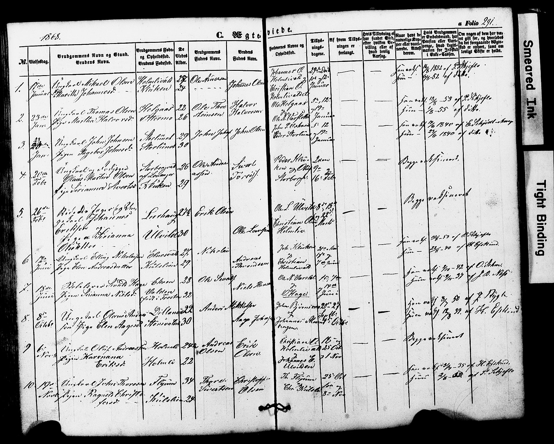 Ministerialprotokoller, klokkerbøker og fødselsregistre - Nord-Trøndelag, SAT/A-1458/724/L0268: Parish register (copy) no. 724C04, 1846-1878, p. 291