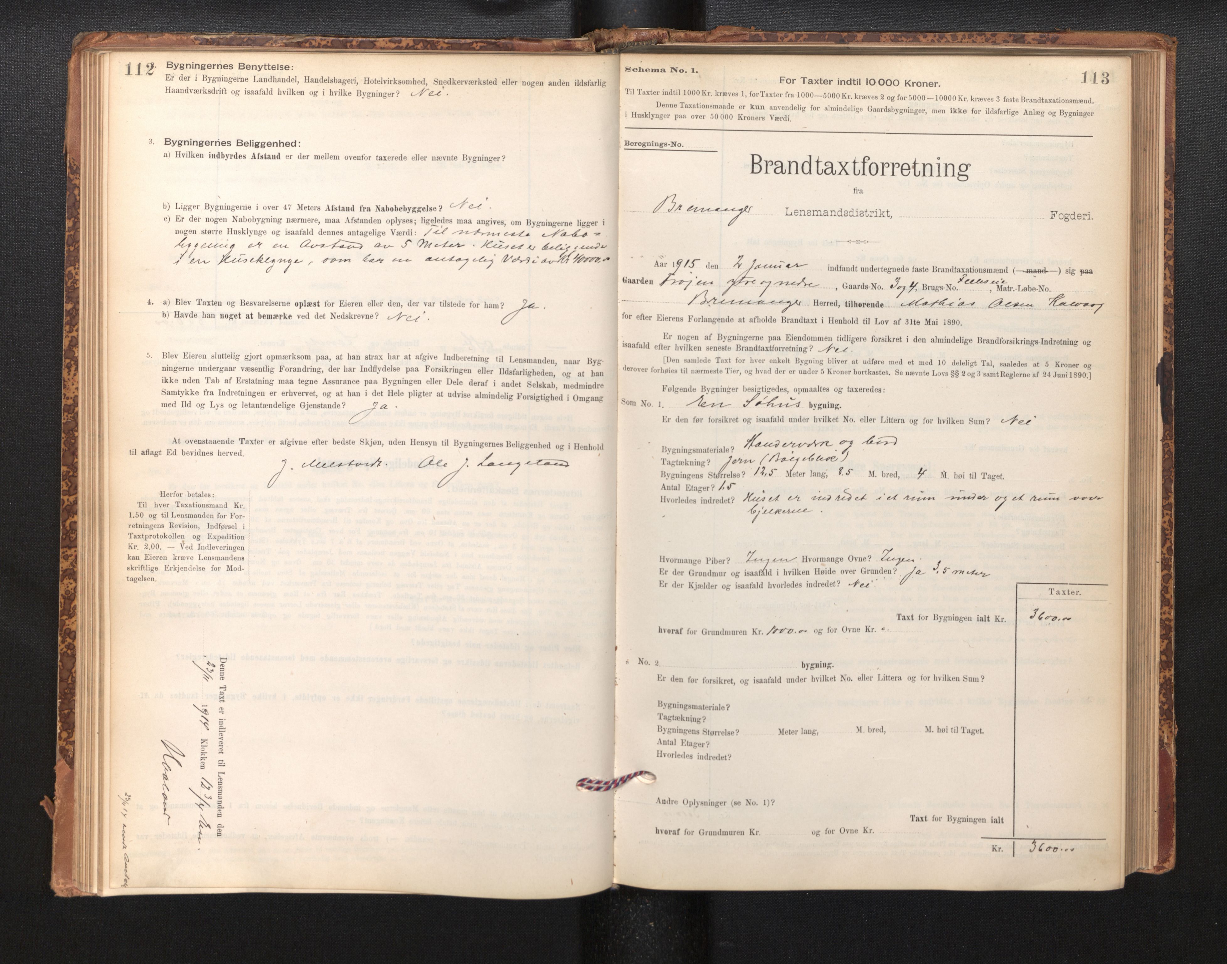 Lensmannen i Bremanger, SAB/A-26701/0012/L0007: Branntakstprotokoll, skjematakst, 1895-1936, p. 112-113