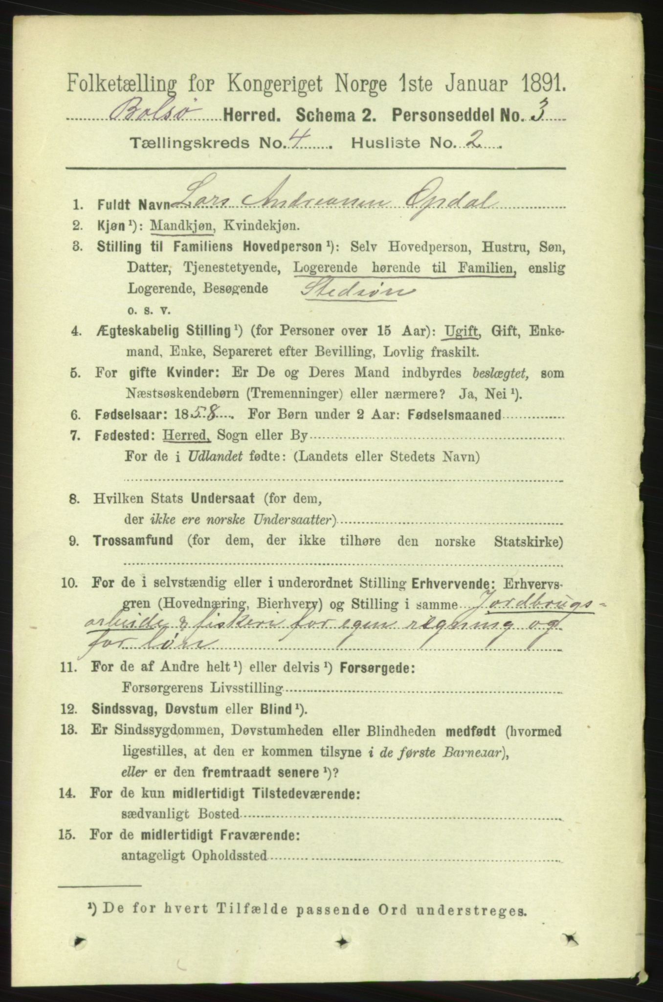 RA, 1891 census for 1544 Bolsøy, 1891, p. 2416