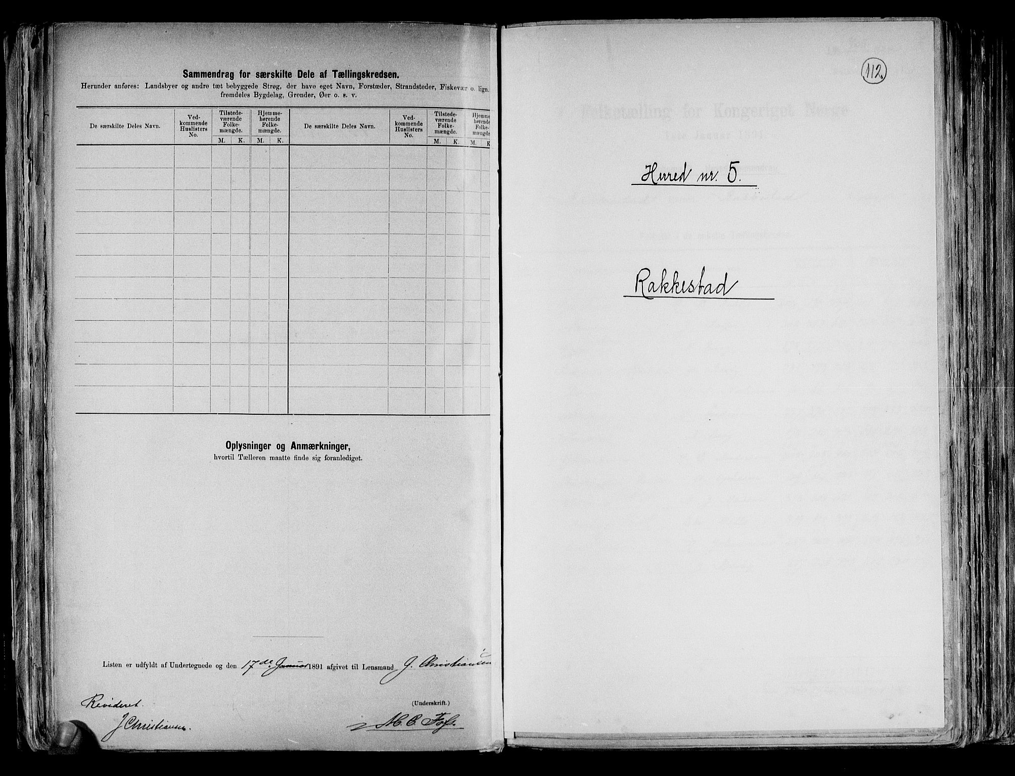 RA, 1891 census for 0128 Rakkestad, 1891, p. 1