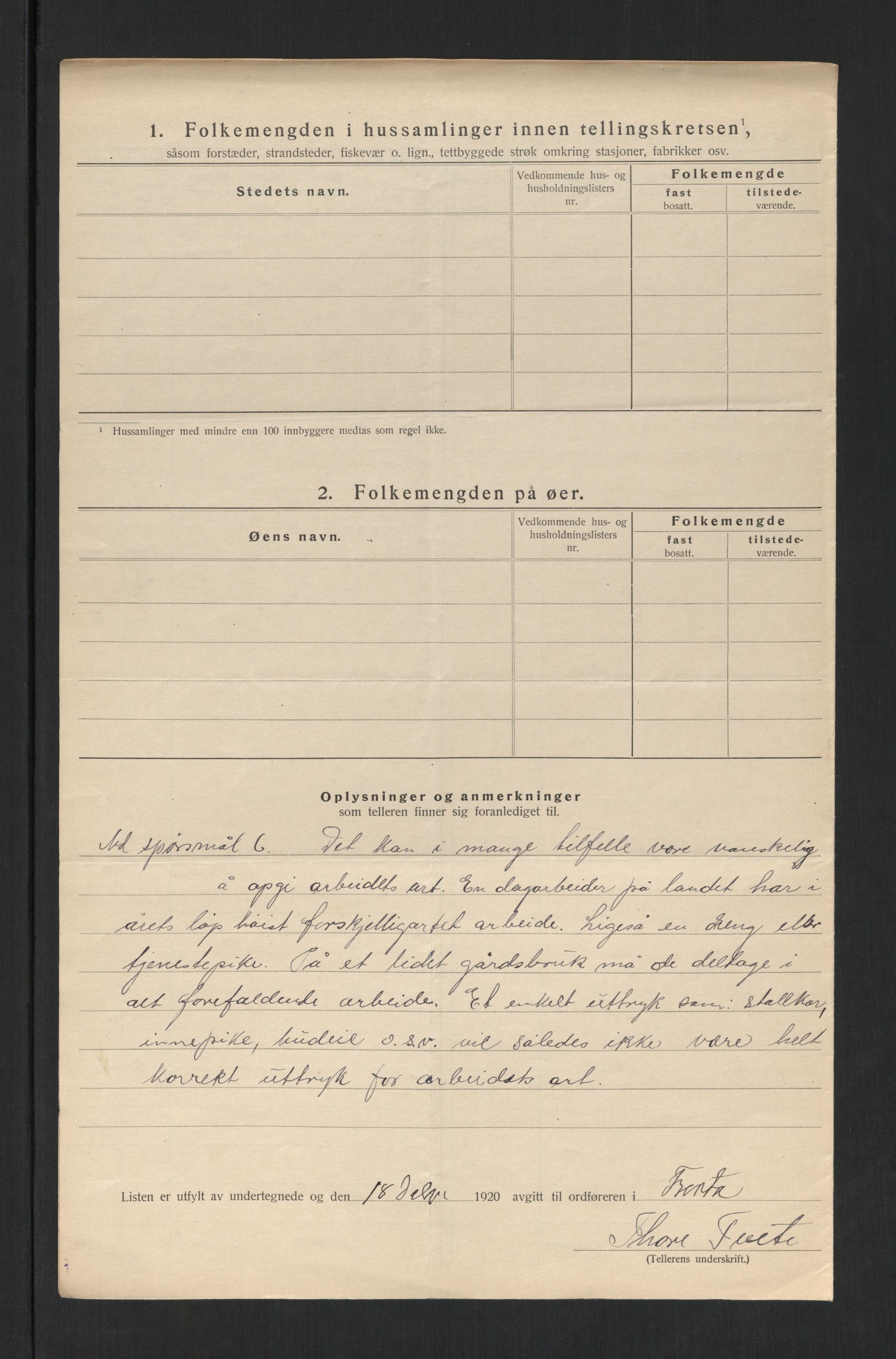 SAT, 1920 census for Frosta, 1920, p. 23