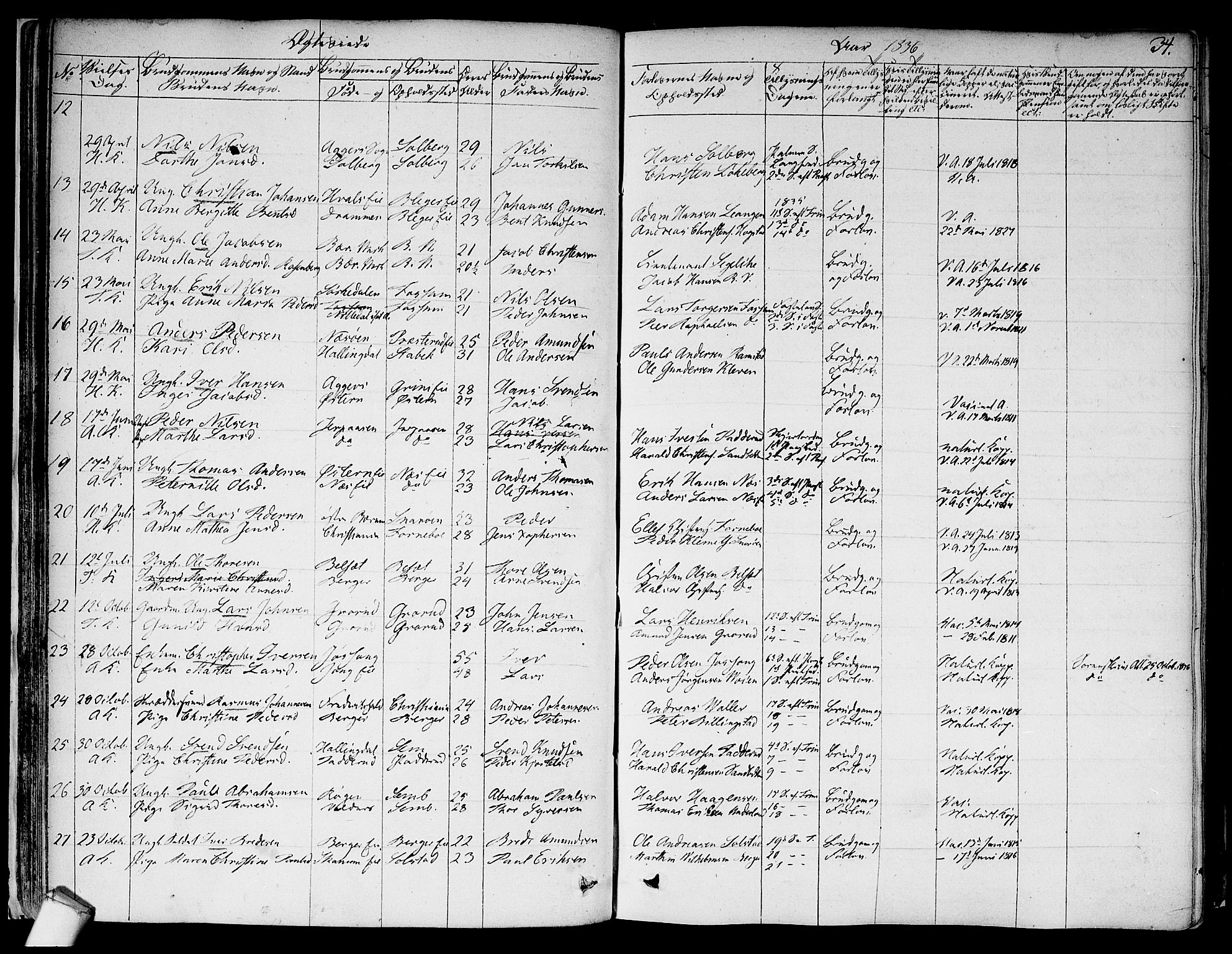 Asker prestekontor Kirkebøker, SAO/A-10256a/F/Fa/L0010: Parish register (official) no. I 10, 1825-1878, p. 34