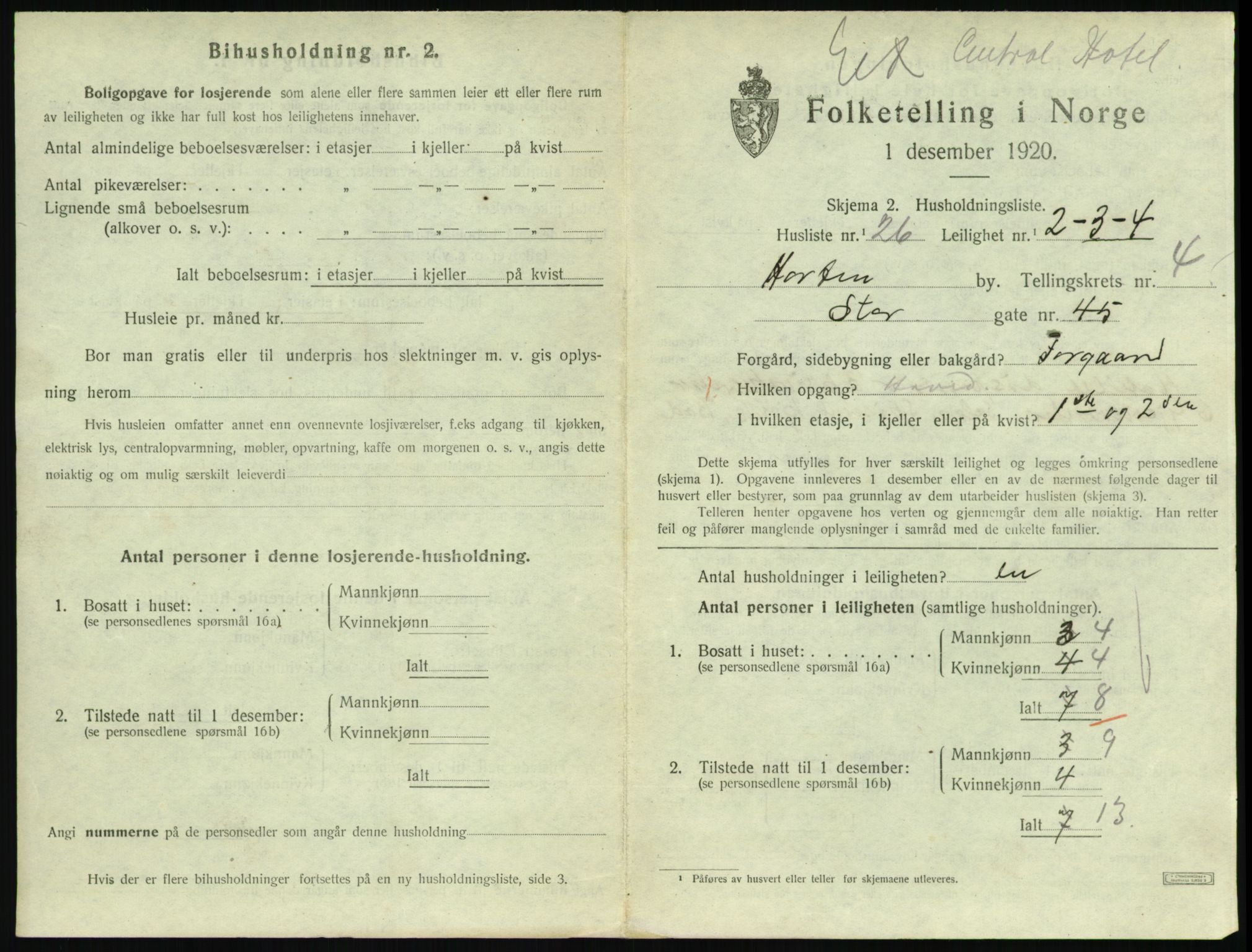 SAKO, 1920 census for Horten, 1920, p. 4927