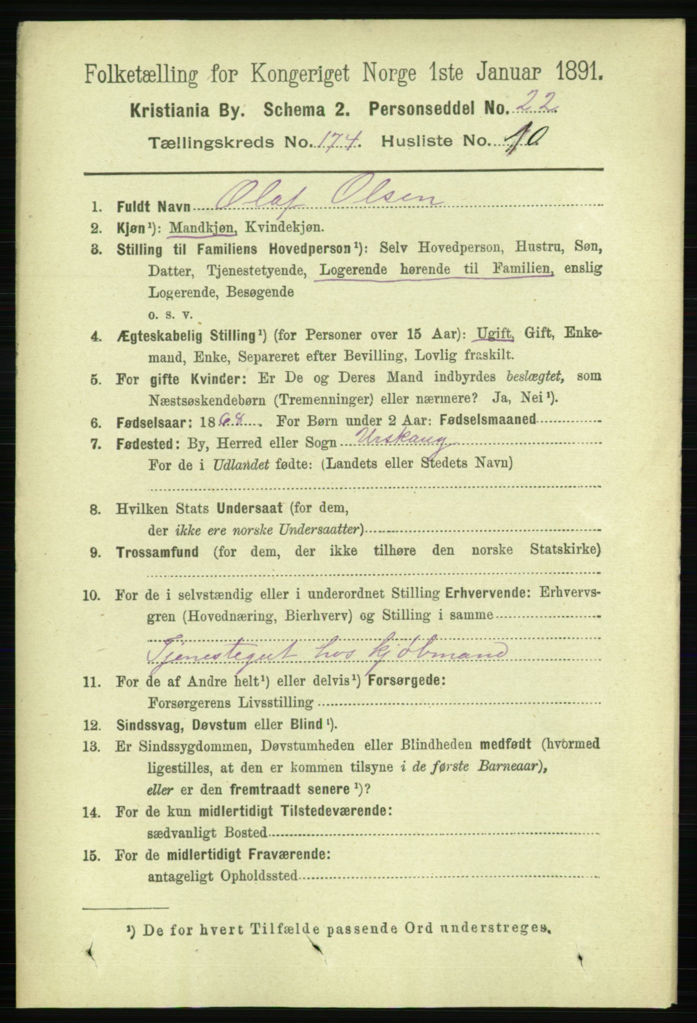 RA, 1891 census for 0301 Kristiania, 1891, p. 104062