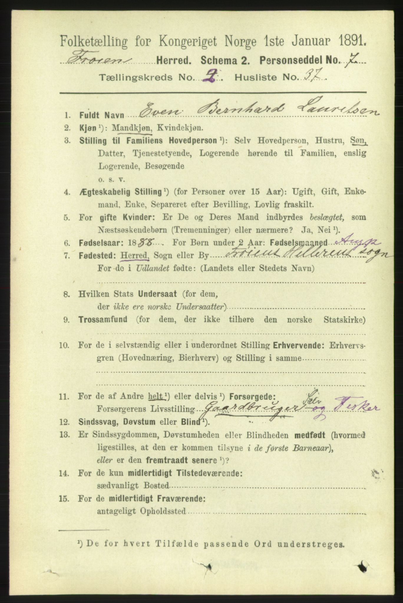 RA, 1891 census for 1619 Frøya, 1891, p. 1209