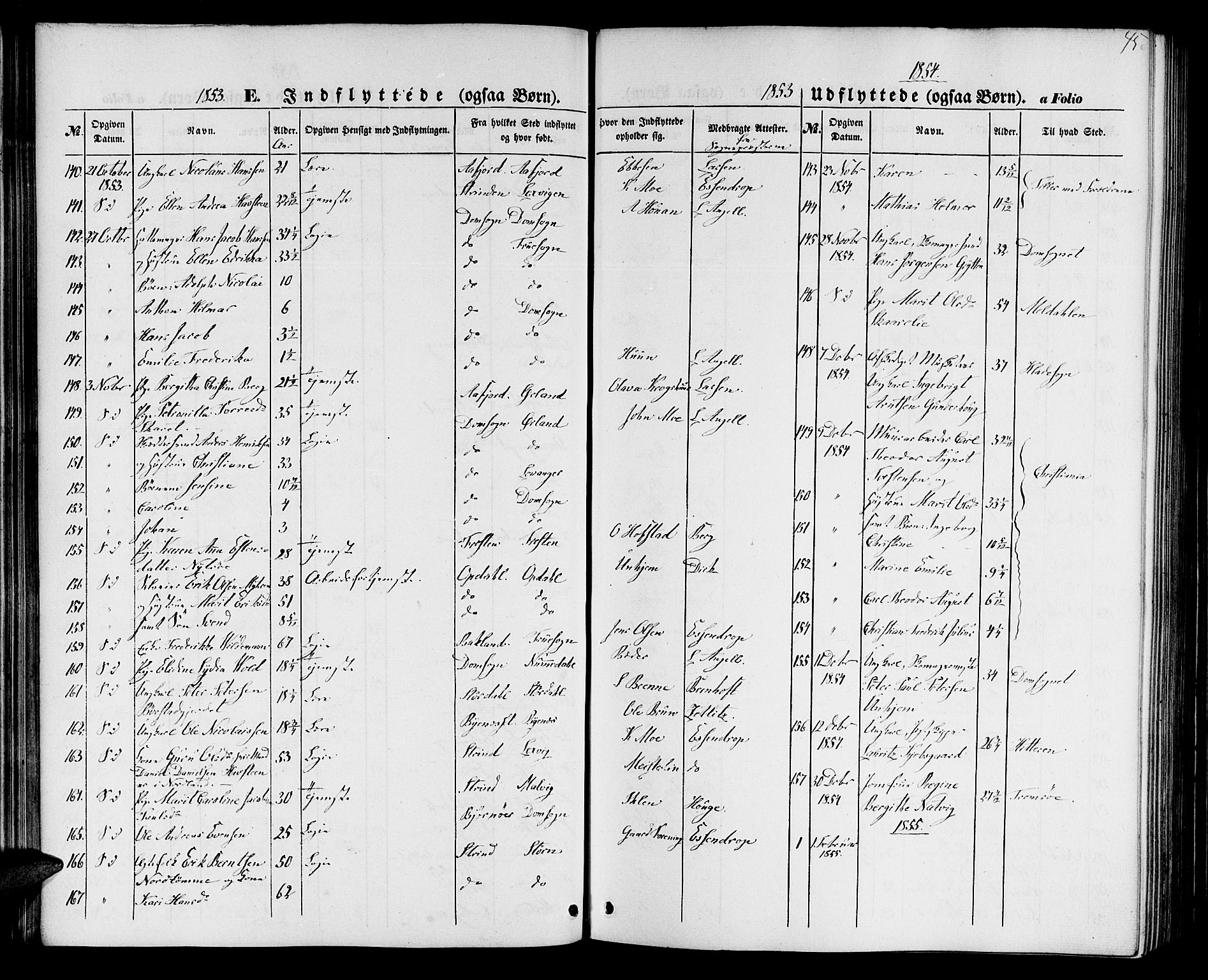 Ministerialprotokoller, klokkerbøker og fødselsregistre - Sør-Trøndelag, SAT/A-1456/602/L0113: Parish register (official) no. 602A11, 1849-1861, p. 45