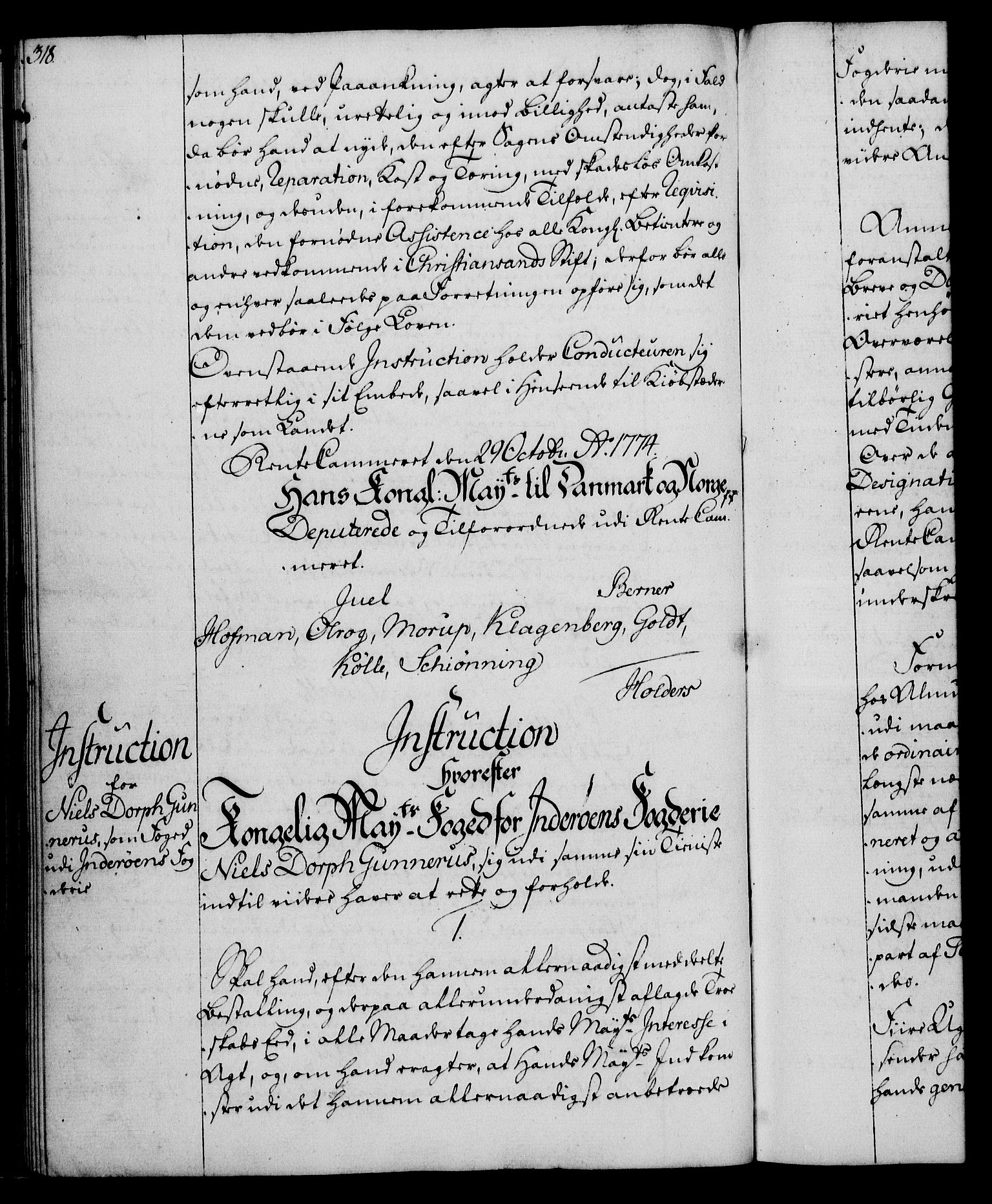 Rentekammeret, Kammerkanselliet, RA/EA-3111/G/Gg/Ggi/L0003: Norsk instruksjonsprotokoll med register (merket RK 53.36), 1751-1775, p. 318