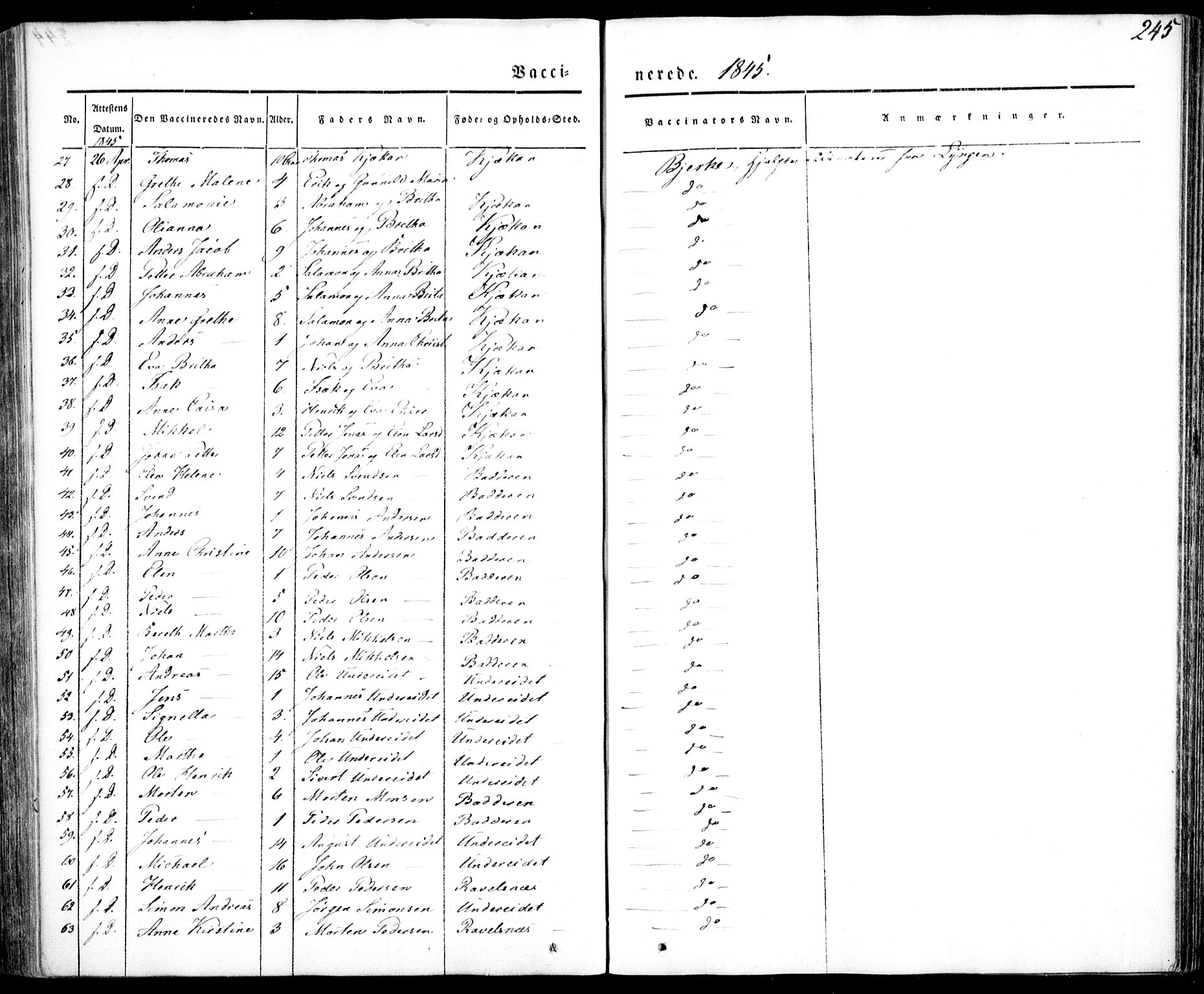 Skjervøy sokneprestkontor, AV/SATØ-S-1300/H/Ha/Haa/L0005kirke: Parish register (official) no. 5, 1838-1847, p. 245