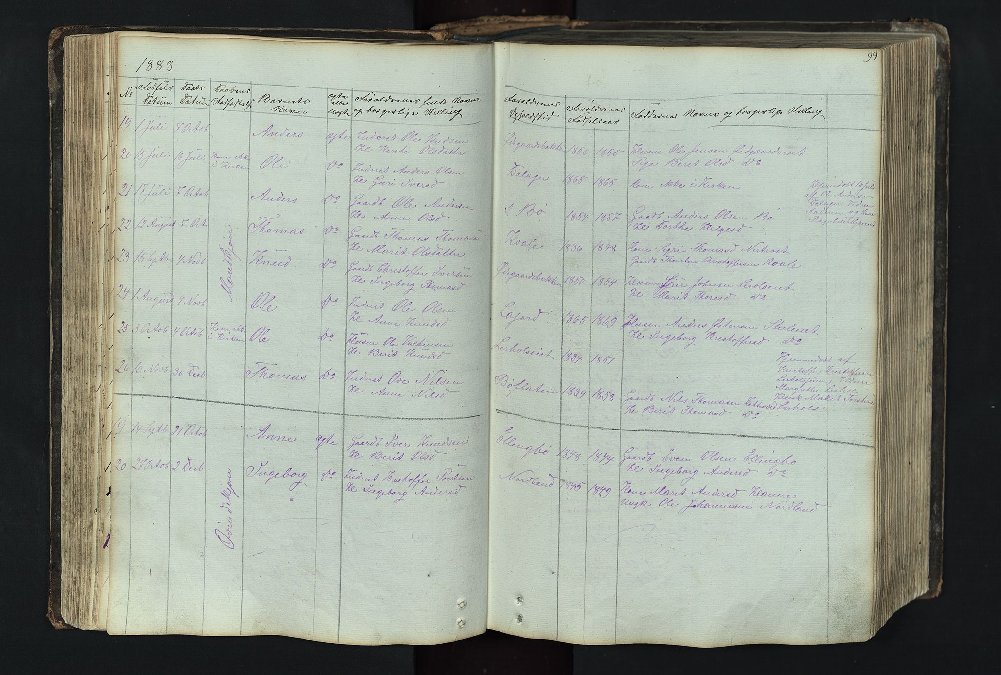 Vang prestekontor, Valdres, SAH/PREST-140/H/Hb/L0004: Parish register (copy) no. 4, 1835-1892, p. 99