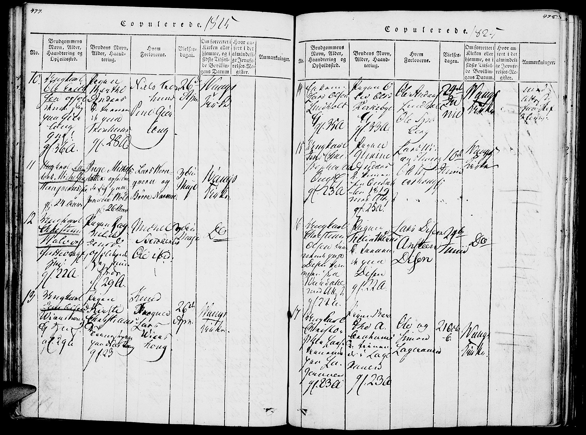Vang prestekontor, Hedmark, SAH/PREST-008/H/Ha/Haa/L0007: Parish register (official) no. 7, 1813-1826, p. 477-478