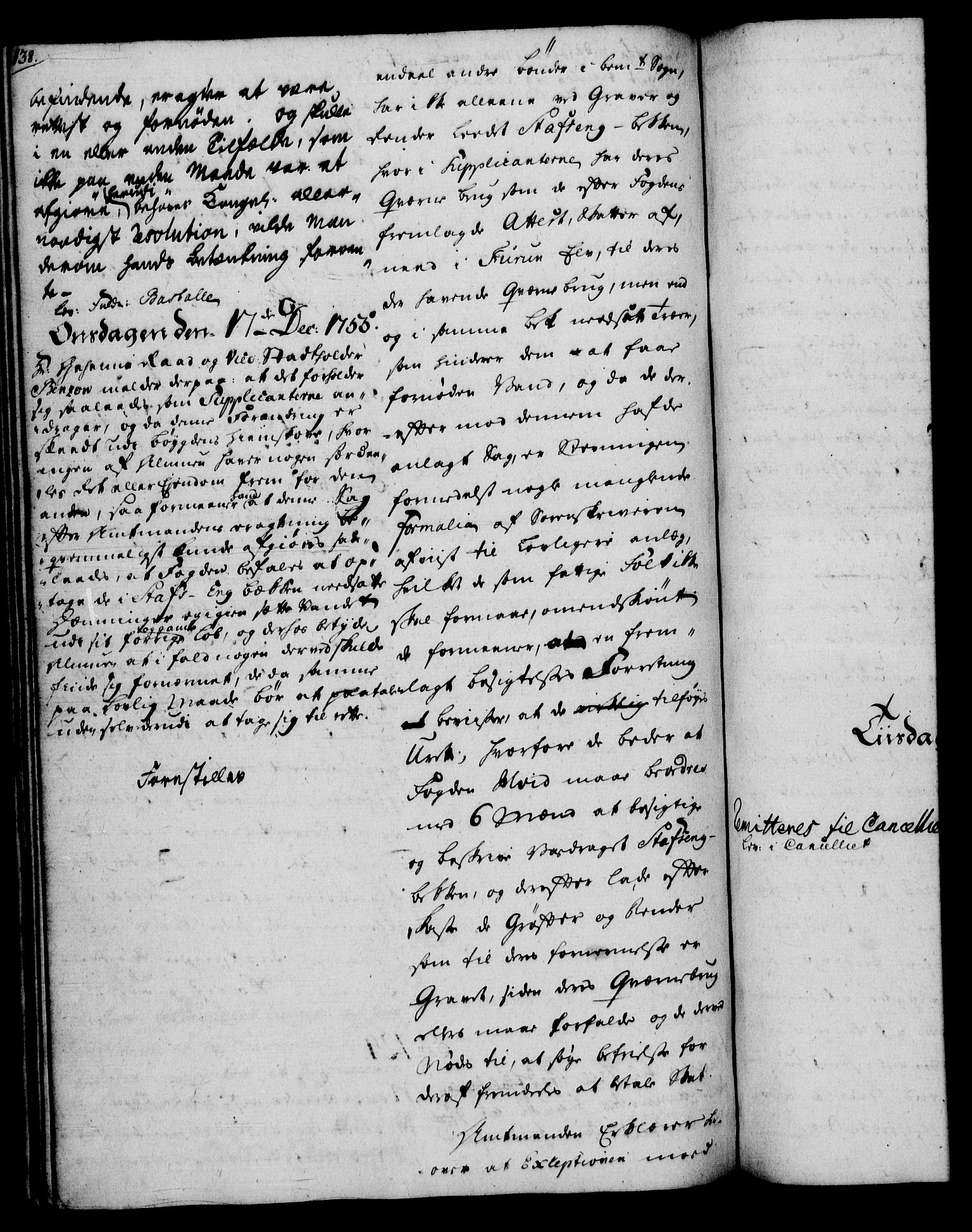 Rentekammeret, Kammerkanselliet, RA/EA-3111/G/Gh/Gha/L0033: Norsk ekstraktmemorialprotokoll (merket RK 53.78), 1755-1756, p. 138