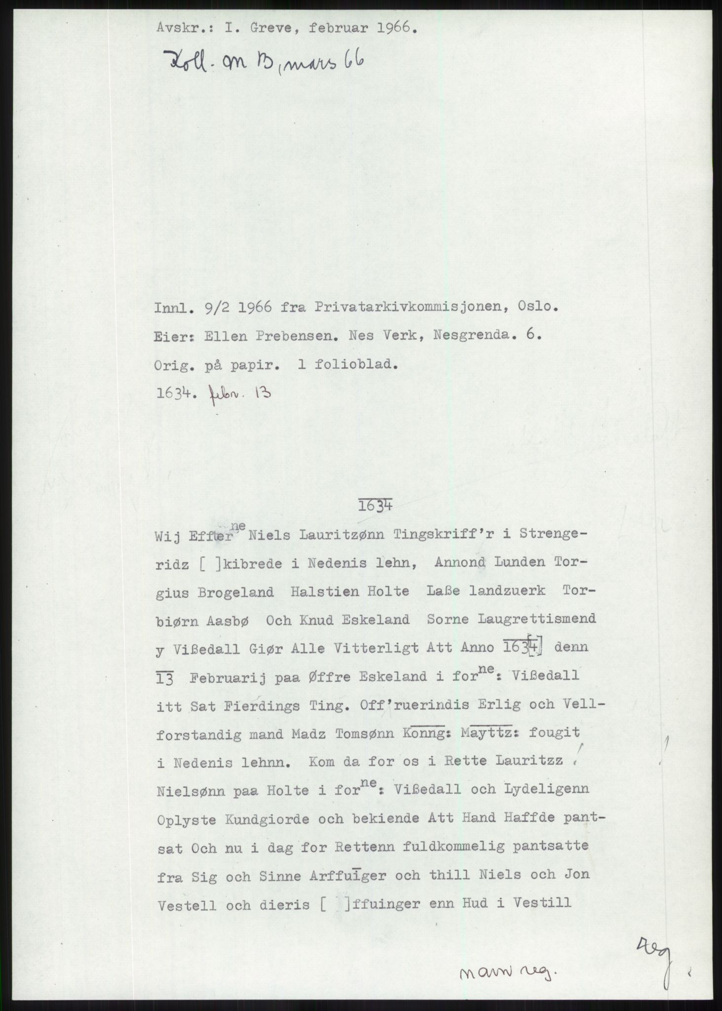 Samlinger til kildeutgivelse, Diplomavskriftsamlingen, AV/RA-EA-4053/H/Ha, p. 78