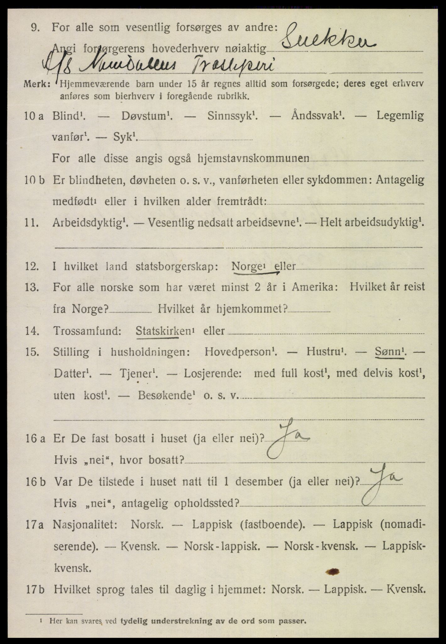SAT, 1920 census for Flatanger, 1920, p. 2007