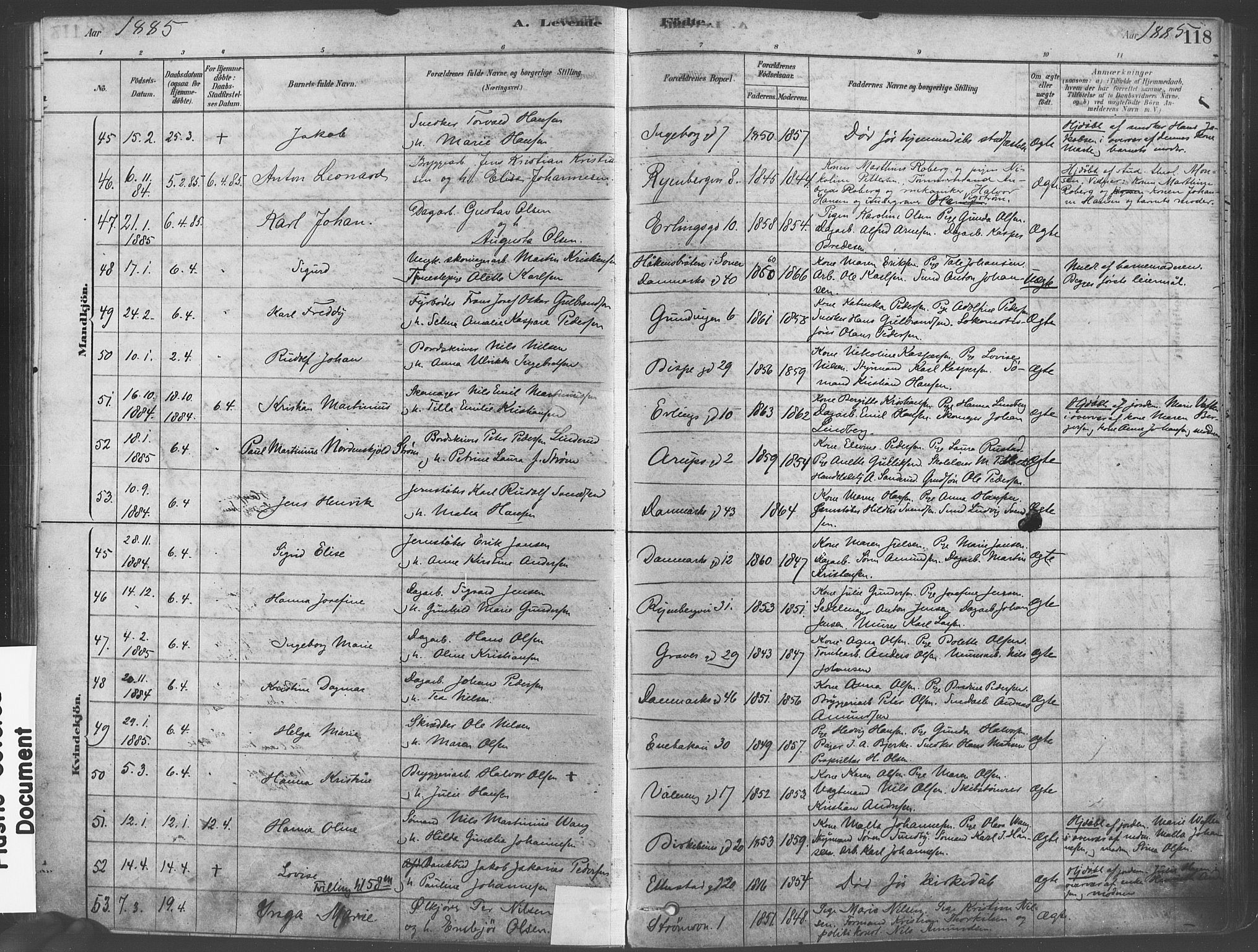 Gamlebyen prestekontor Kirkebøker, AV/SAO-A-10884/F/Fa/L0005: Parish register (official) no. 5, 1878-1889, p. 118