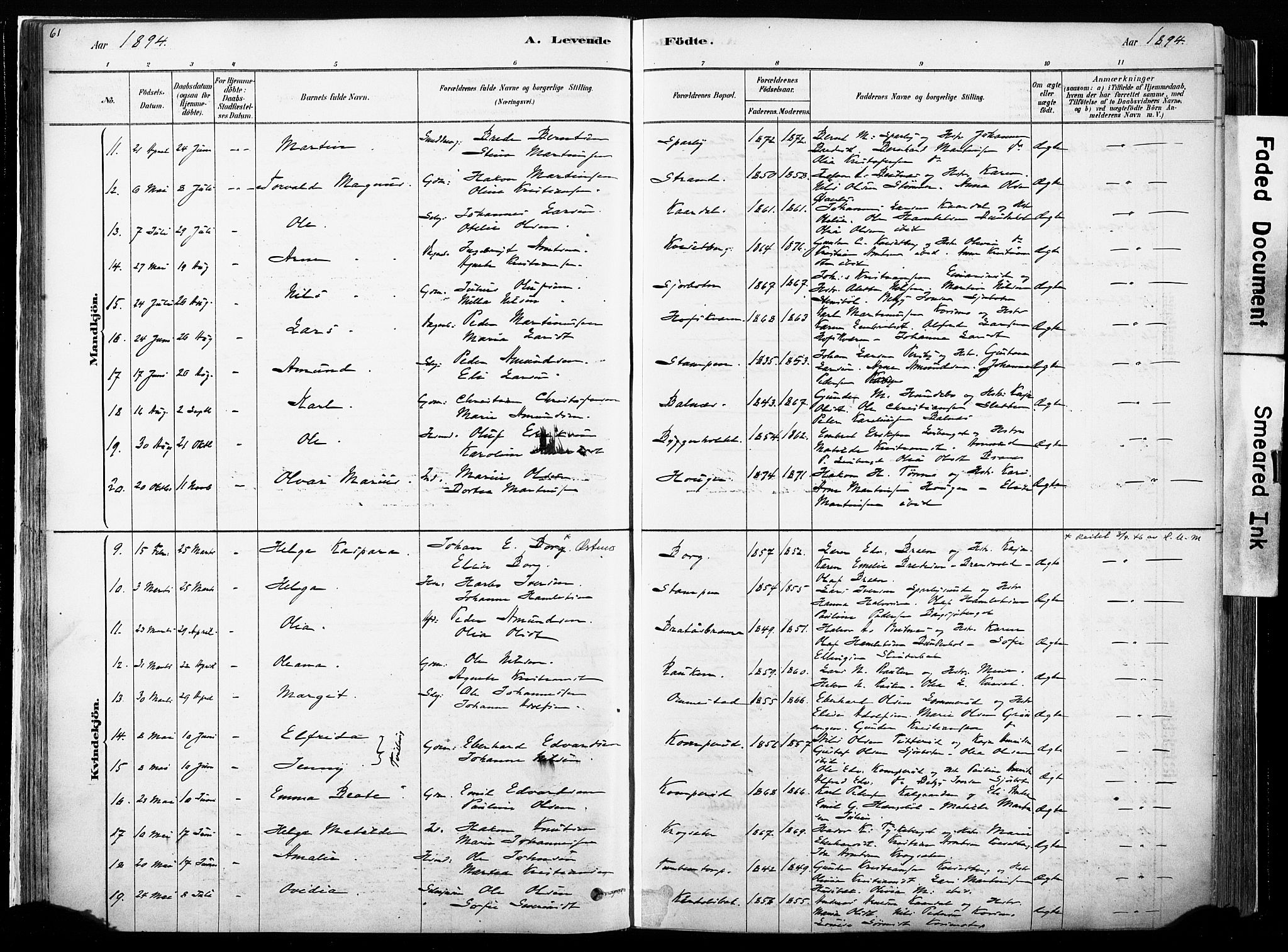 Hof prestekontor, AV/SAH-PREST-038/H/Ha/Haa/L0010: Parish register (official) no. 10, 1878-1909, p. 61