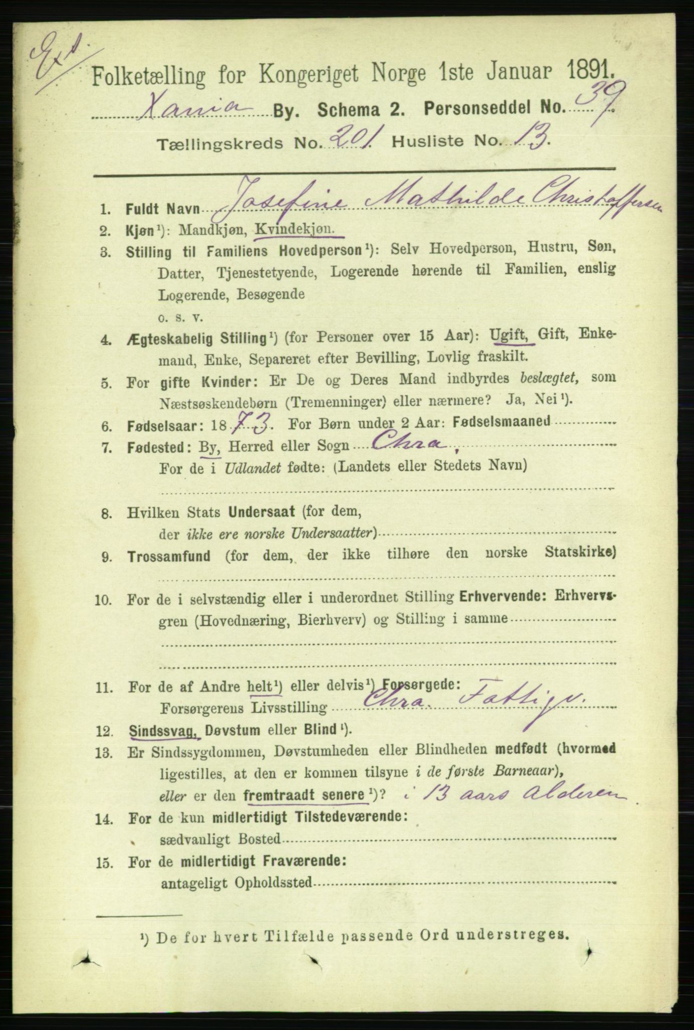 RA, 1891 census for 0301 Kristiania, 1891, p. 121139