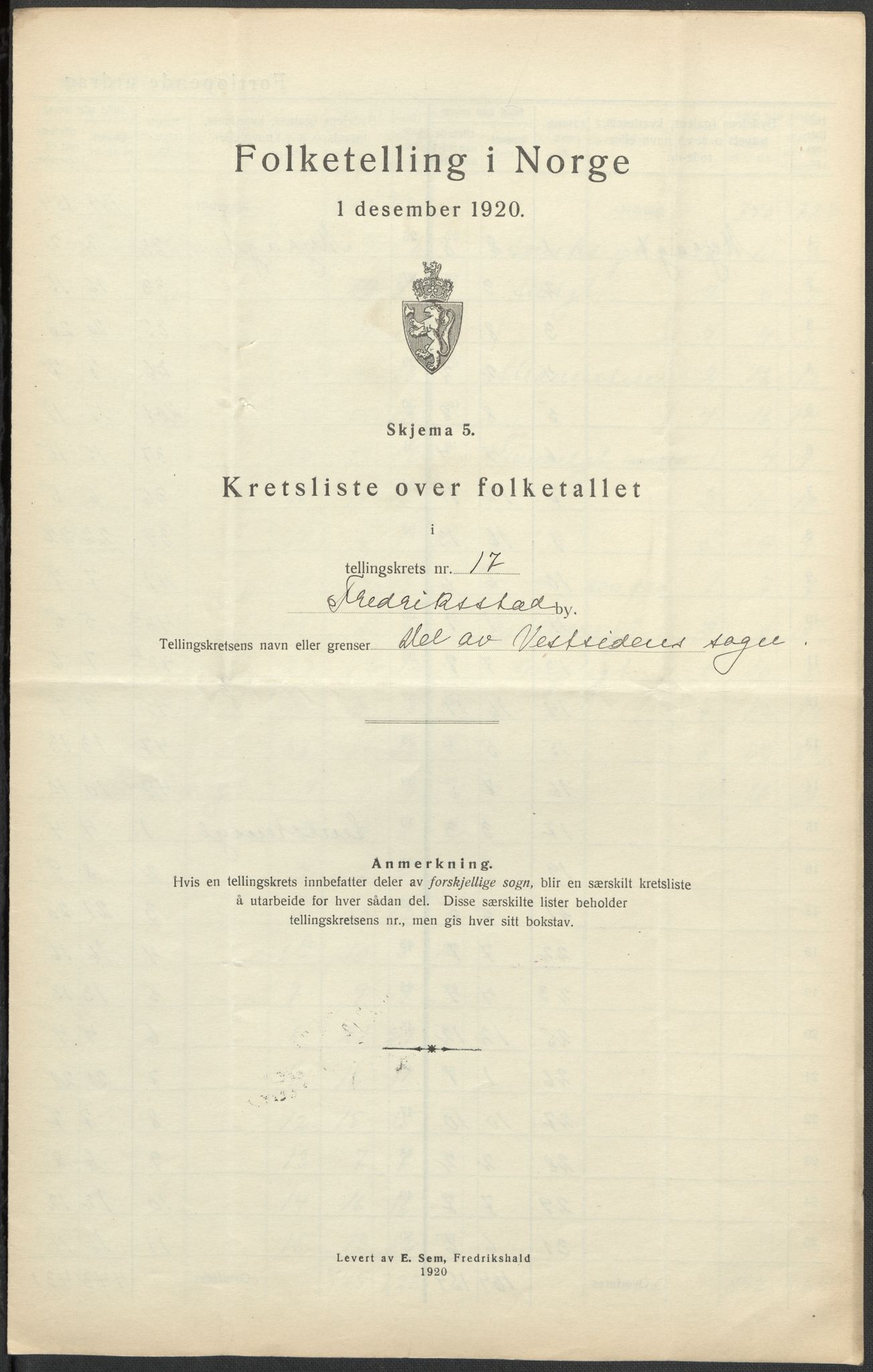 SAO, 1920 census for Fredrikstad, 1920, p. 53