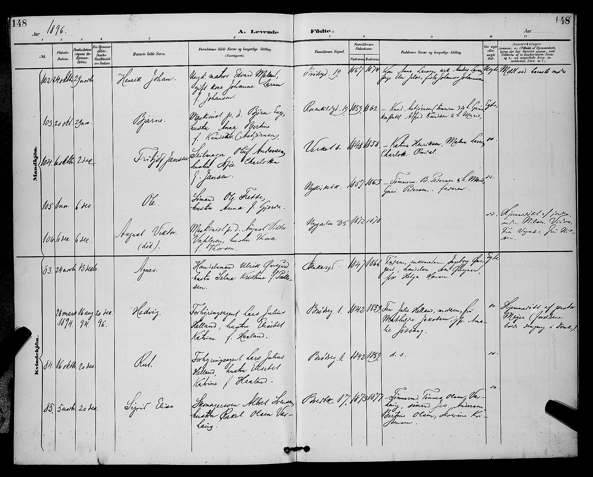 St. Petri sokneprestkontor, AV/SAST-A-101813/001/30/30BB/L0006: Parish register (copy) no. B 6, 1890-1897, p. 148