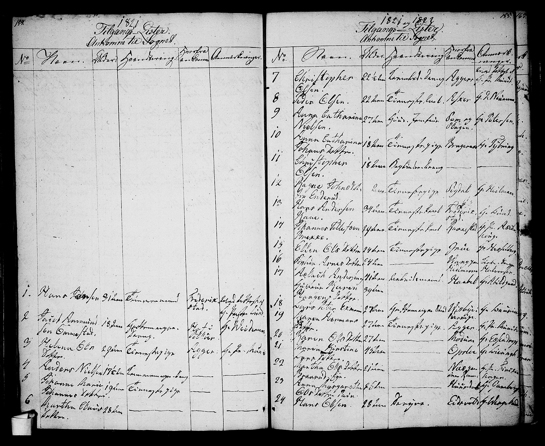Oslo domkirke Kirkebøker, SAO/A-10752/G/Ga/L0002: Parish register (copy) no. 2, 1820-1824, p. 154-155