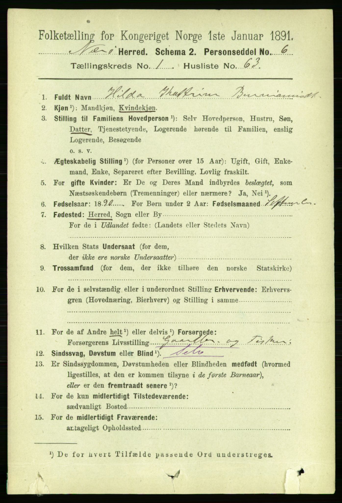 RA, 1891 census for 1751 Nærøy, 1891, p. 545