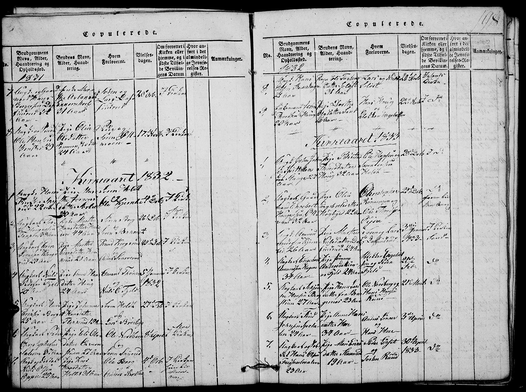 Nord-Odal prestekontor, AV/SAH-PREST-032/H/Ha/Hab/L0001: Parish register (copy) no. 1, 1819-1838, p. 198