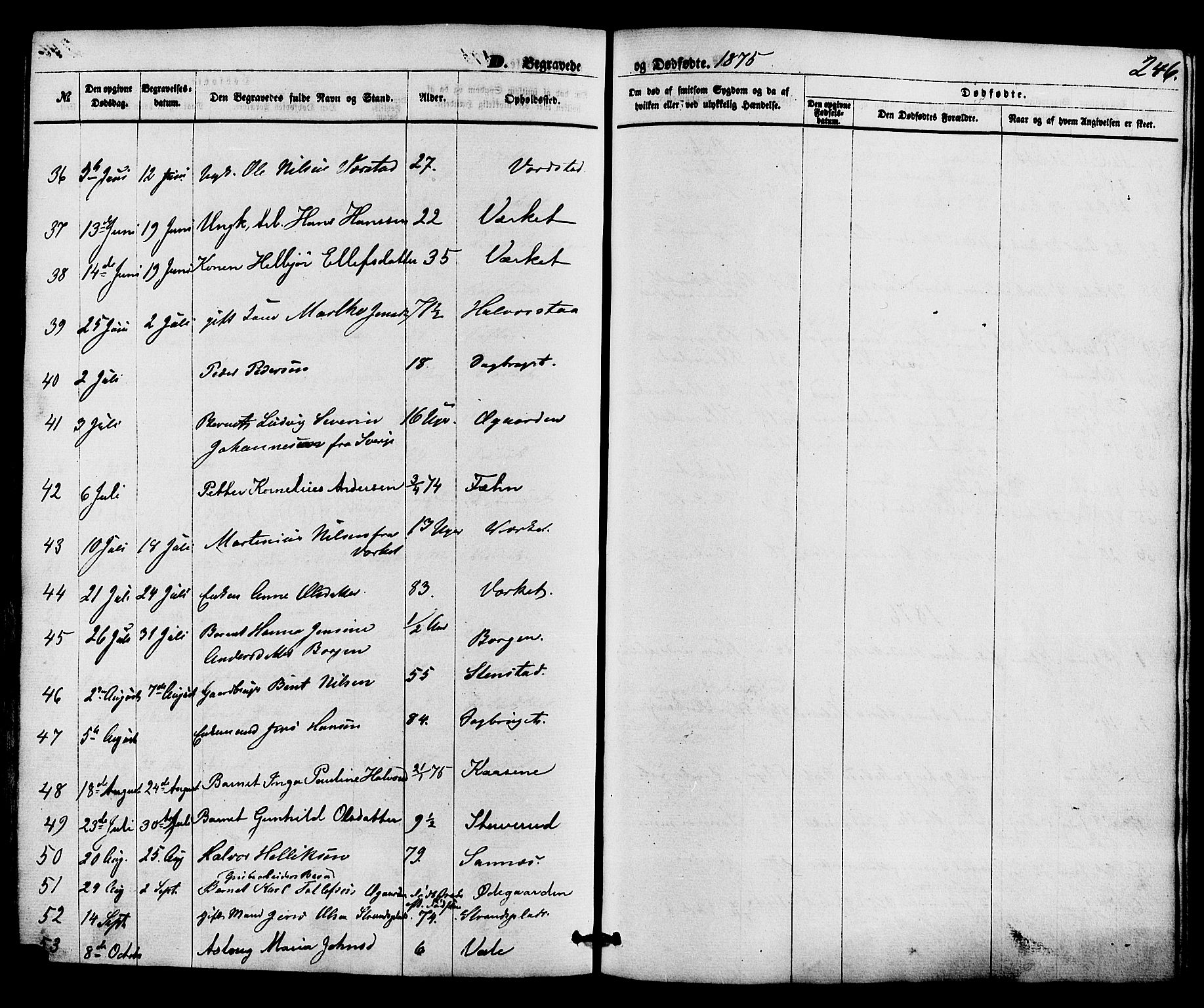 Holla kirkebøker, SAKO/A-272/F/Fa/L0007: Parish register (official) no. 7, 1869-1881, p. 246