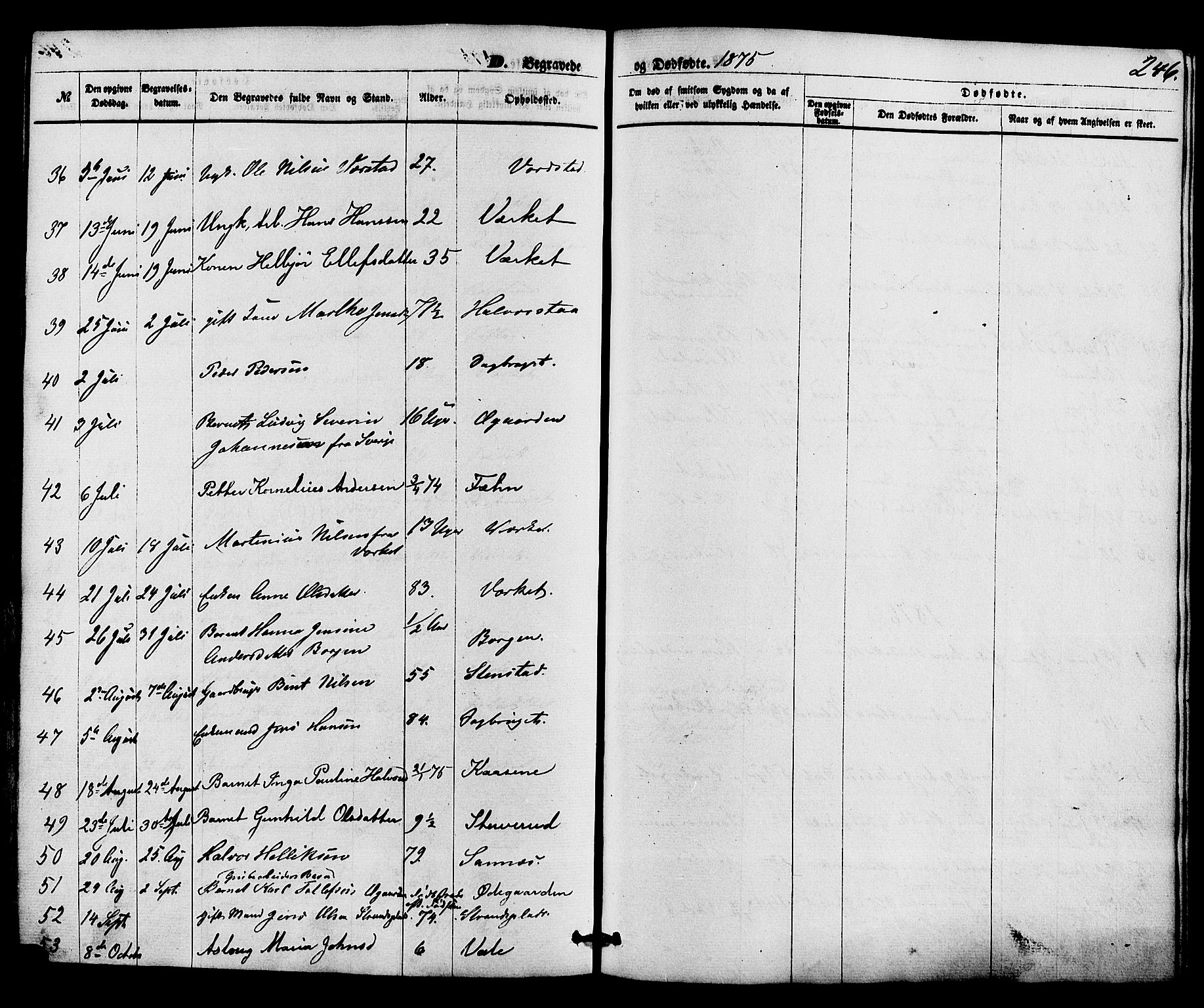 Holla kirkebøker, AV/SAKO-A-272/F/Fa/L0007: Parish register (official) no. 7, 1869-1881, p. 246